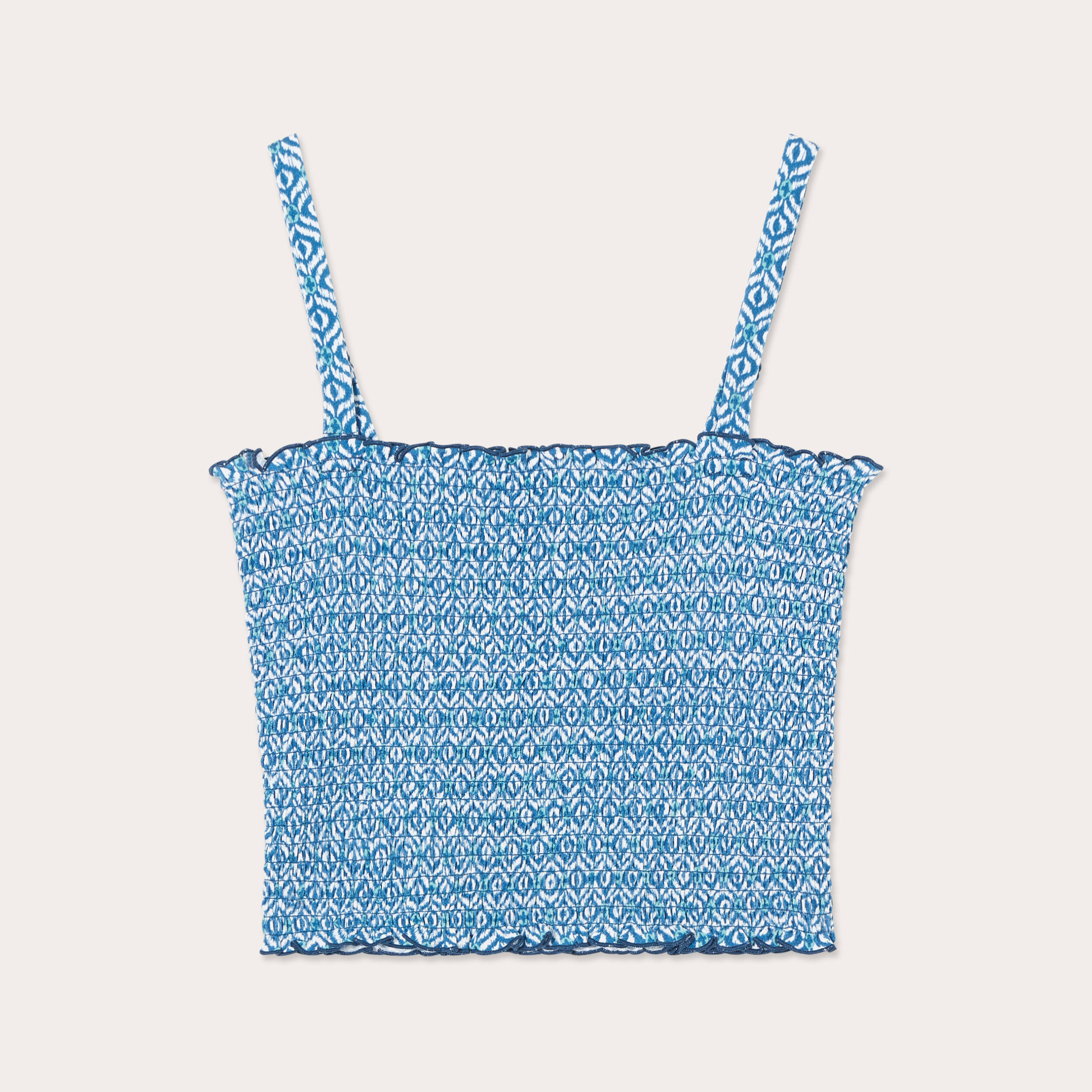 bandeau smocke cropped bleu femme Bandeau smocké cropped bleu femme