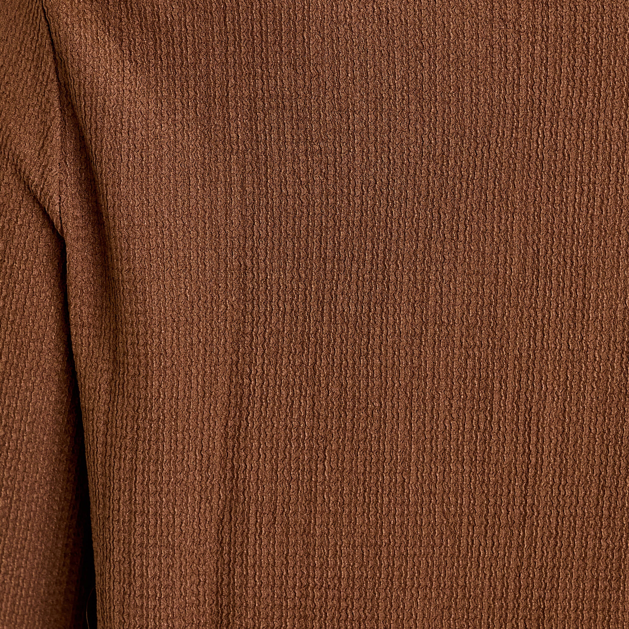 Blouse droite manches longues pliss&eacute;e marron femme
