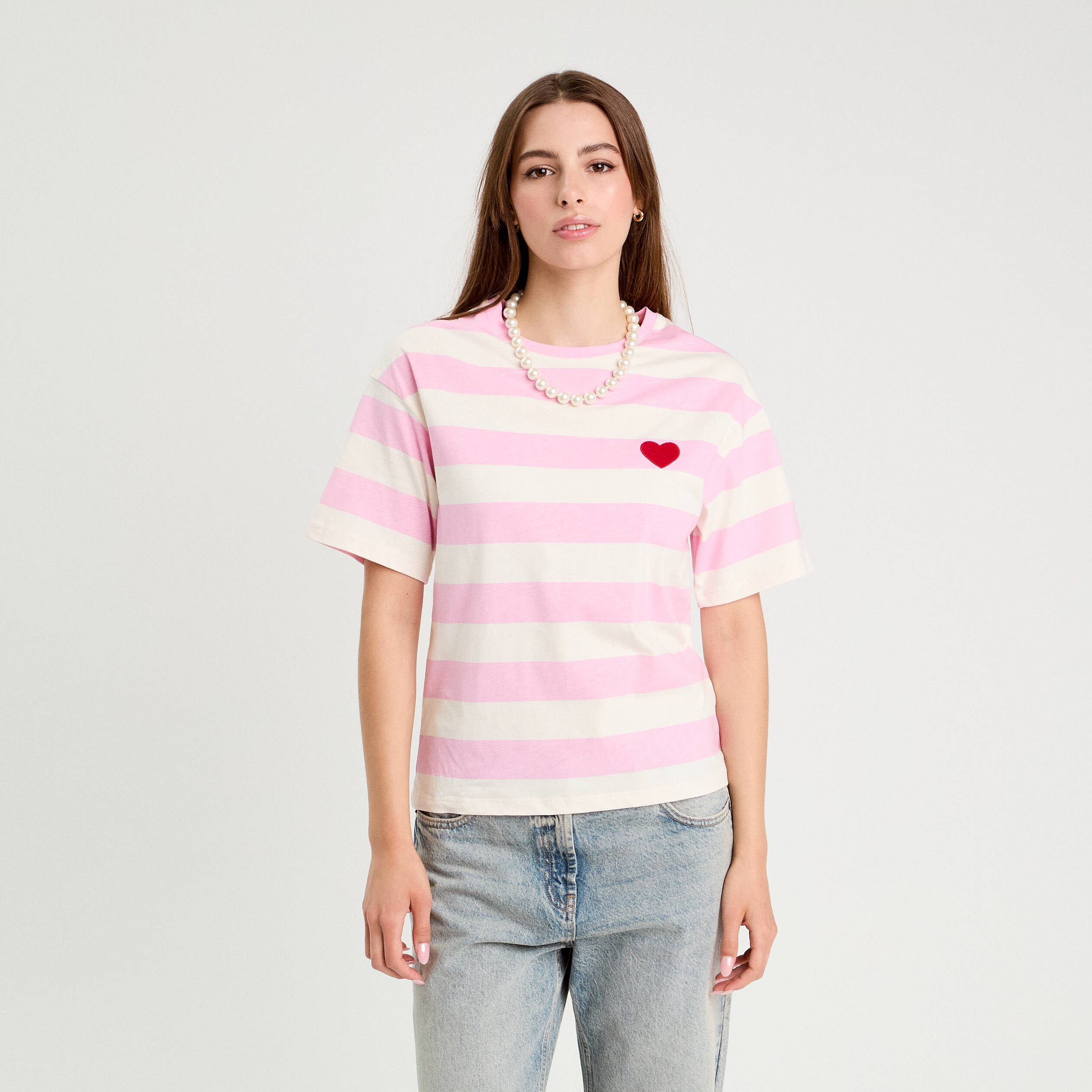 t shirt manches courtes rose clair femme T-shirt manches courtes rose clair femme