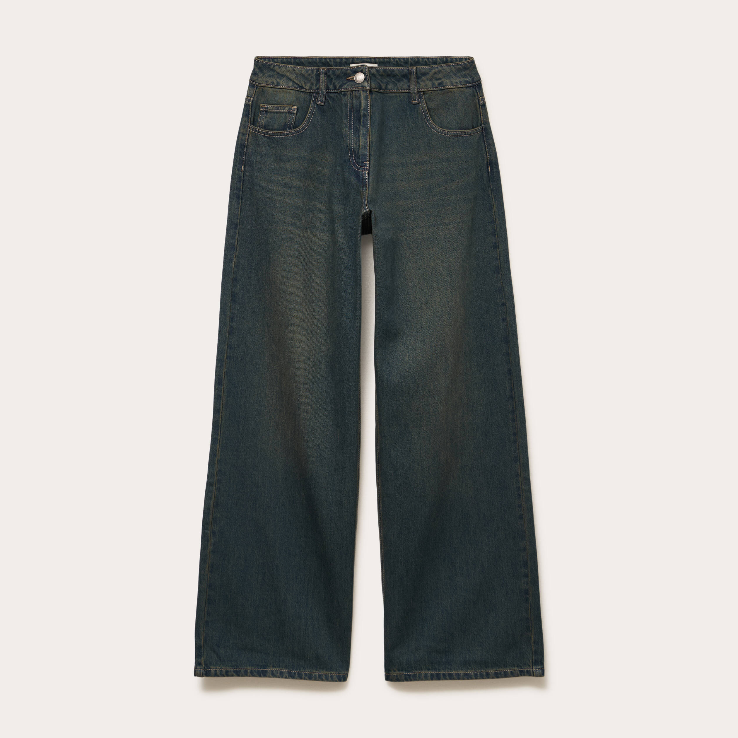 Jean wide leg taille standard bleu gris femme