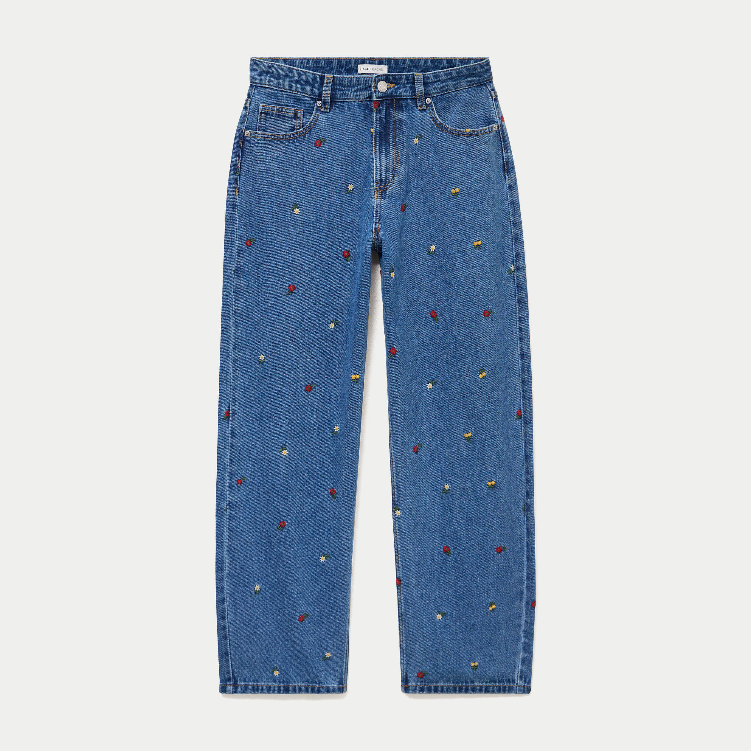 Jean avec broderie bleu femme