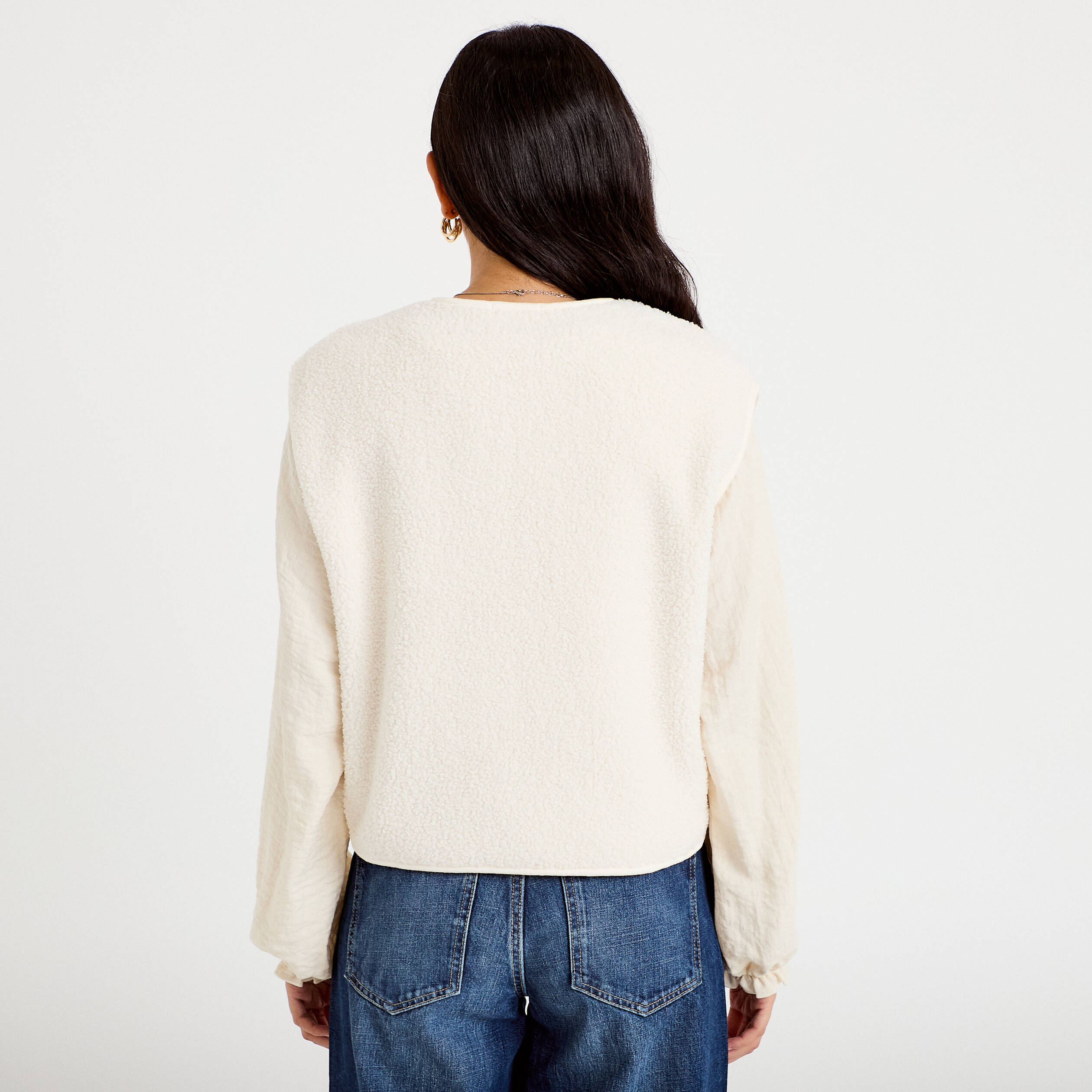Gilet sans manches effet polaire ecru femme