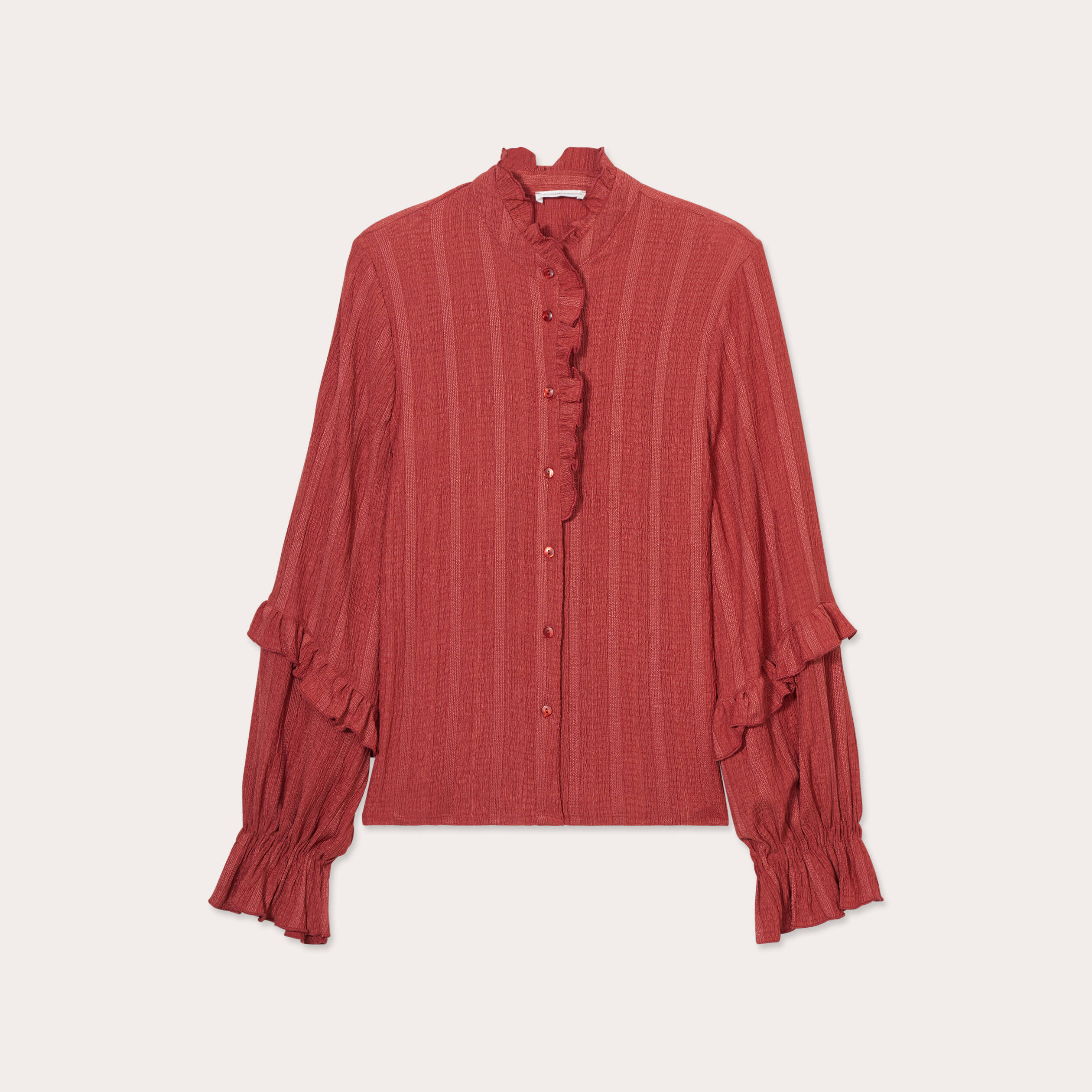 chemise manches longues volants vieux rose femme Chemise manches longues volants vieux rose femme