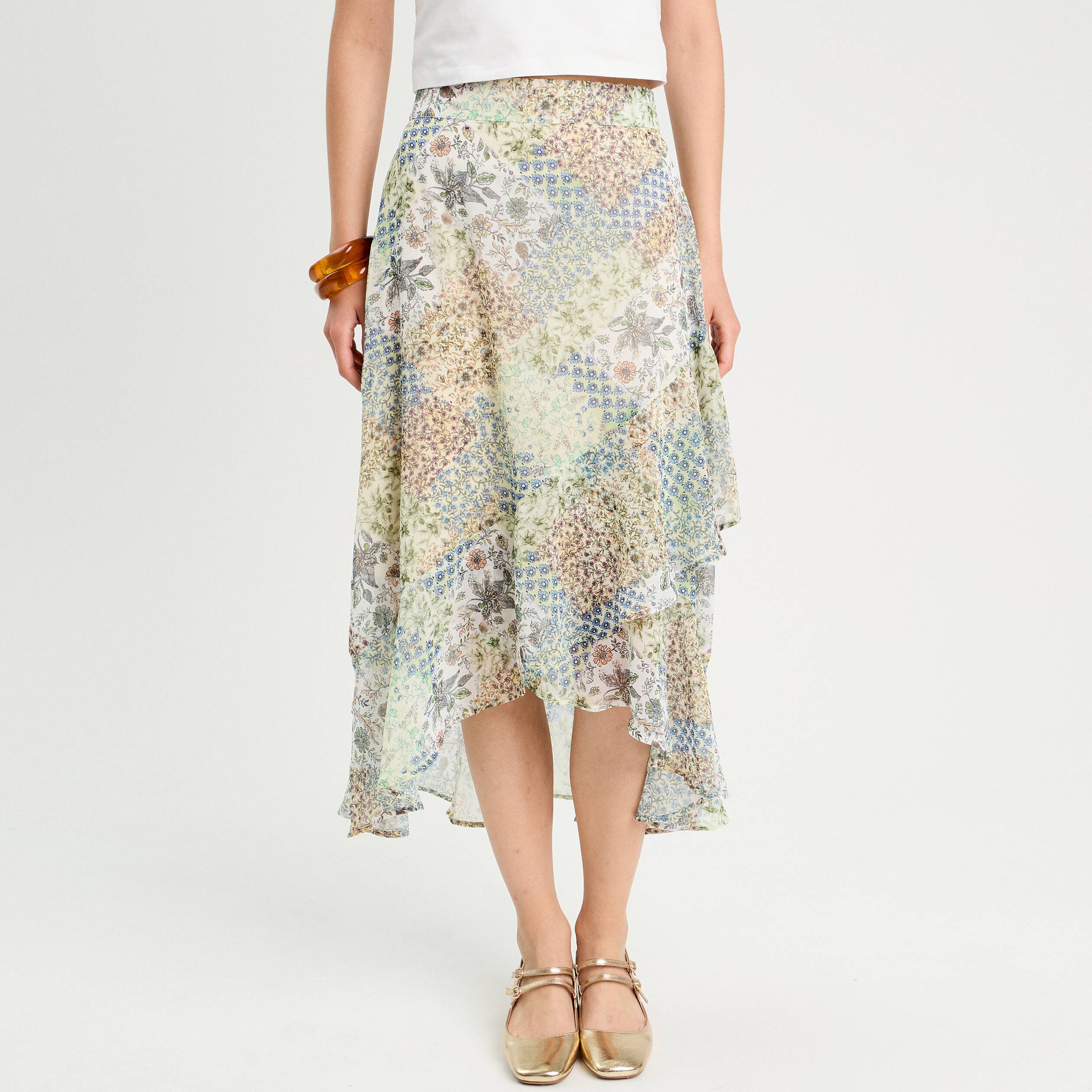 jupe longue evasee blanc femme Jupe longue évasée blanc femme