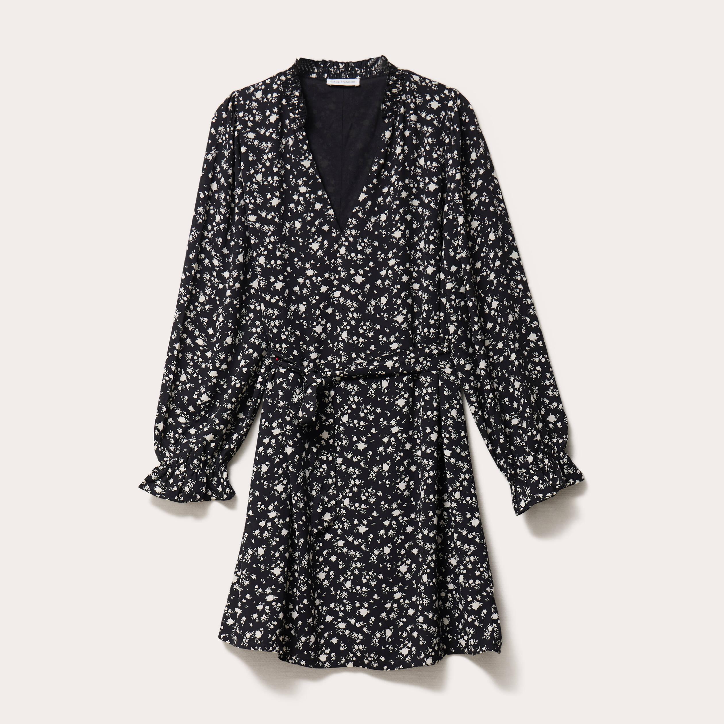 Robe droite ceintur&eacute;e blanc femme