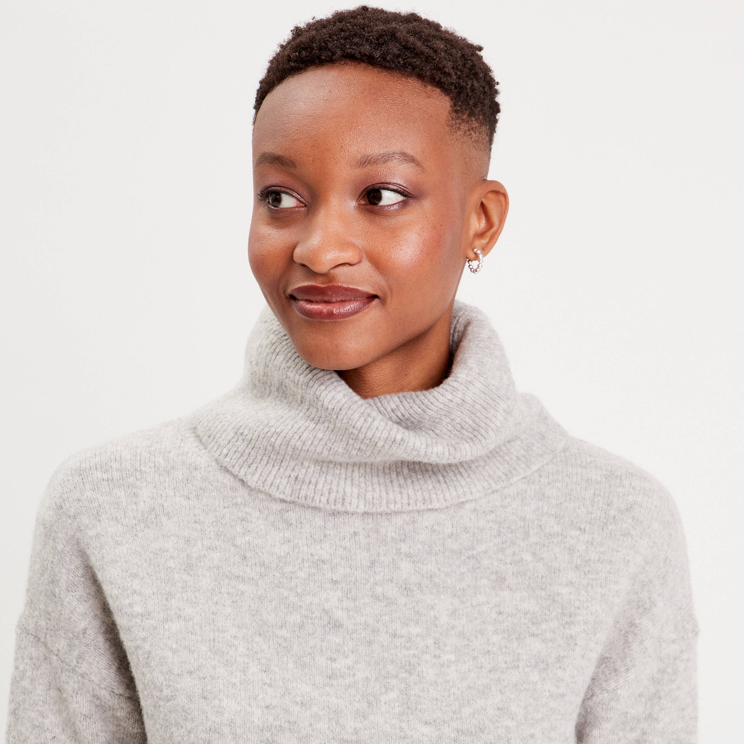 pull avec col roule gris clair femme Pull avec col roulé gris clair femme