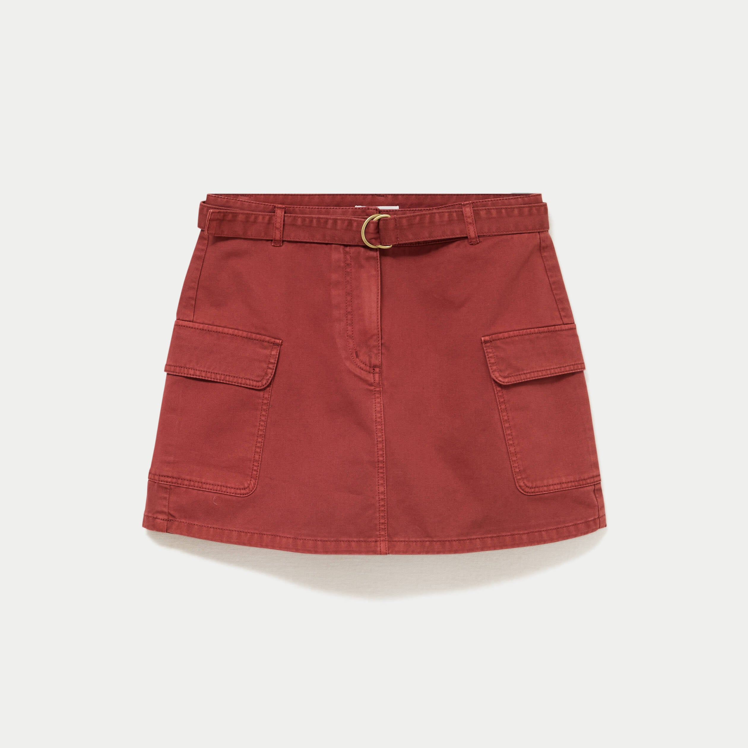 Jupe-short trap&egrave;ze courte vieux rose femme