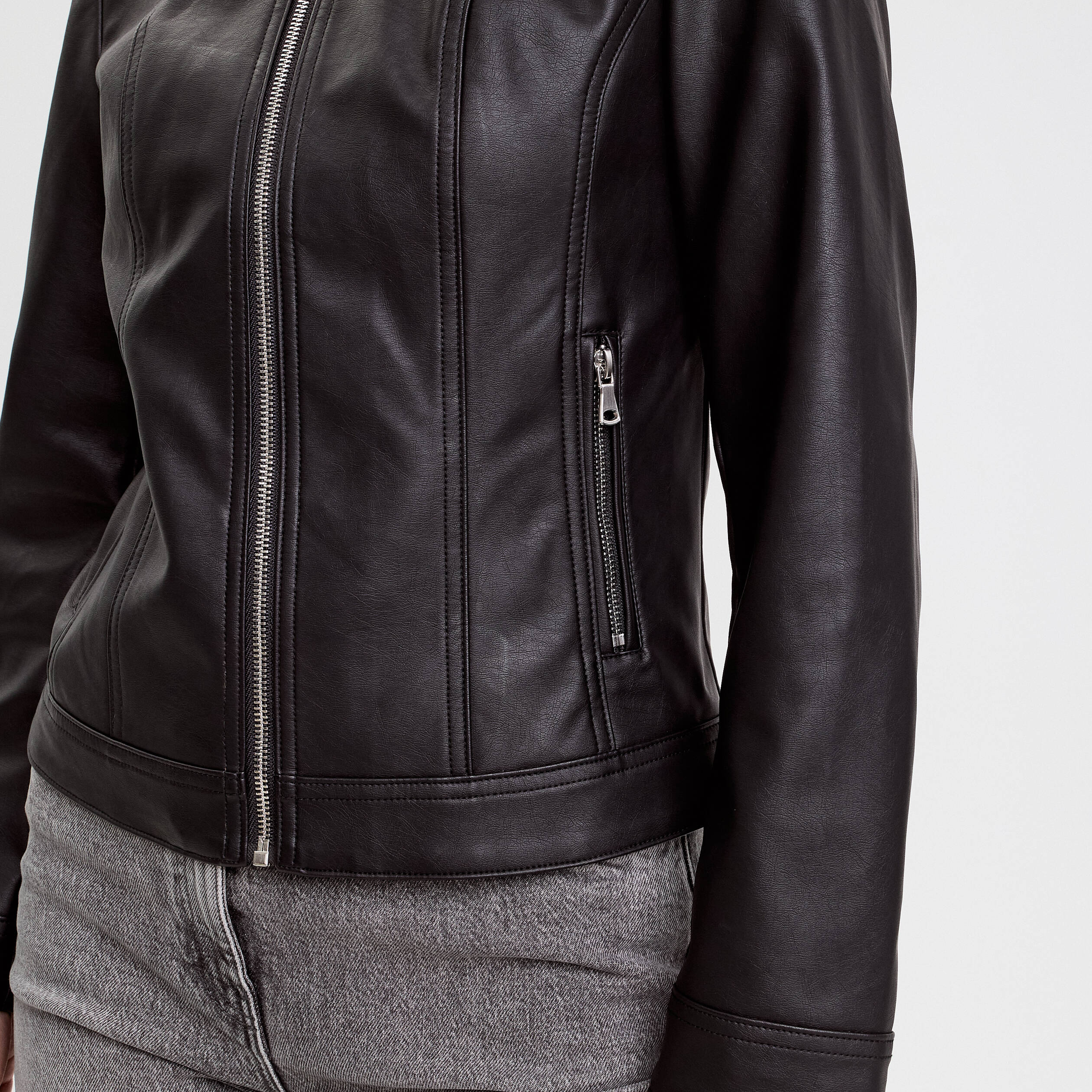 veste droite zippee noir femme Veste droite zippée noir femme