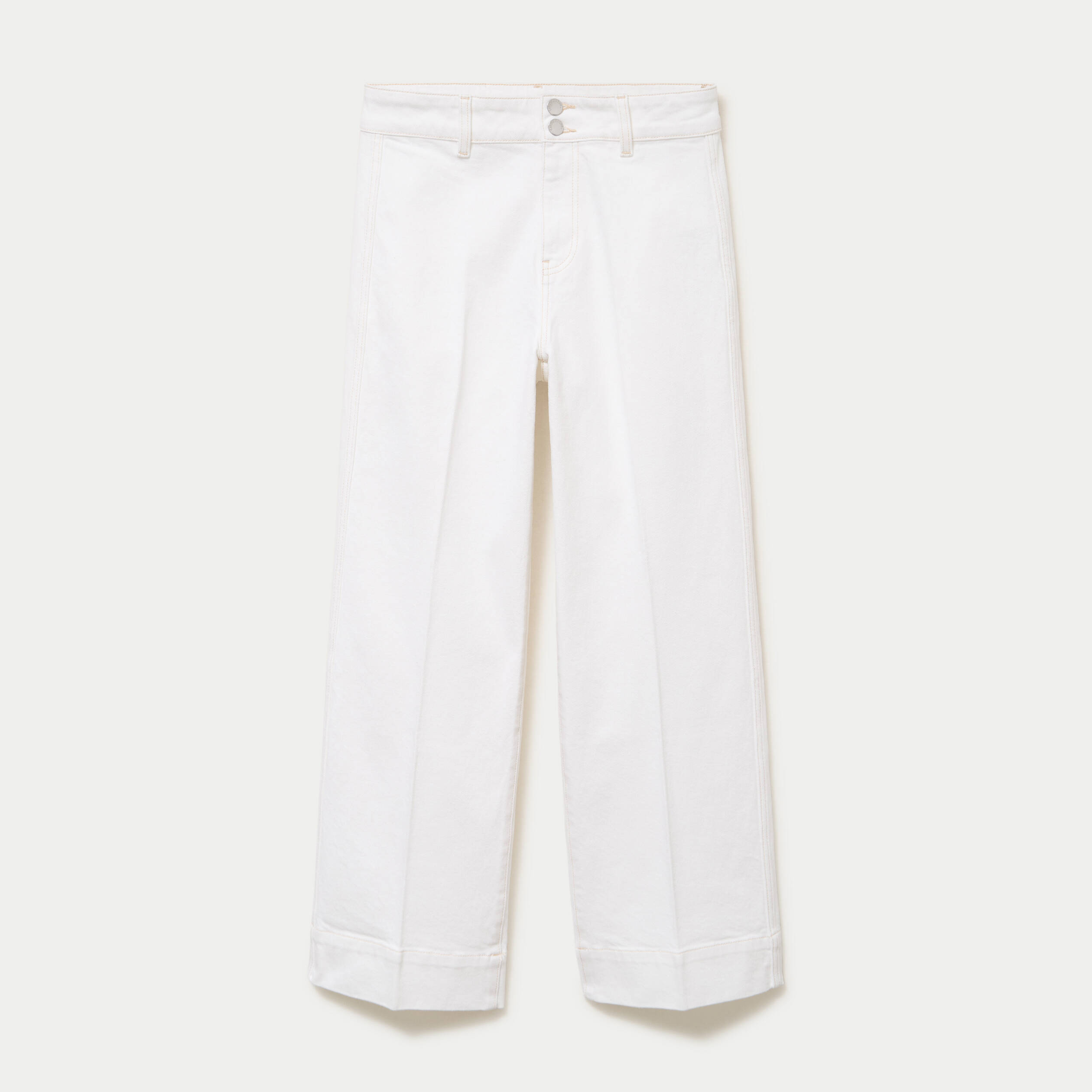 Jean wide leg taille haute denim blanc femme