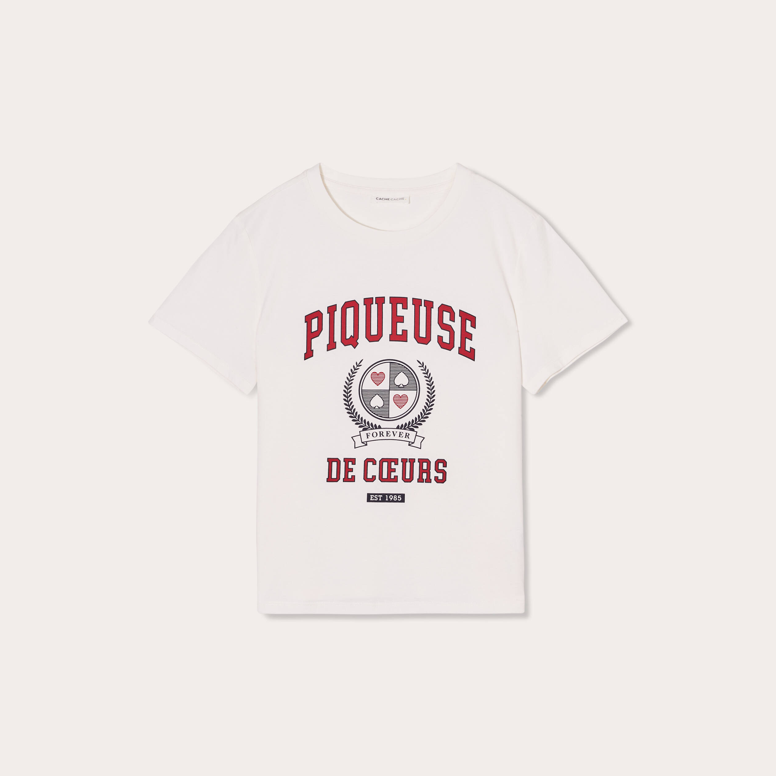 T-shirt manches courtes ecru femme