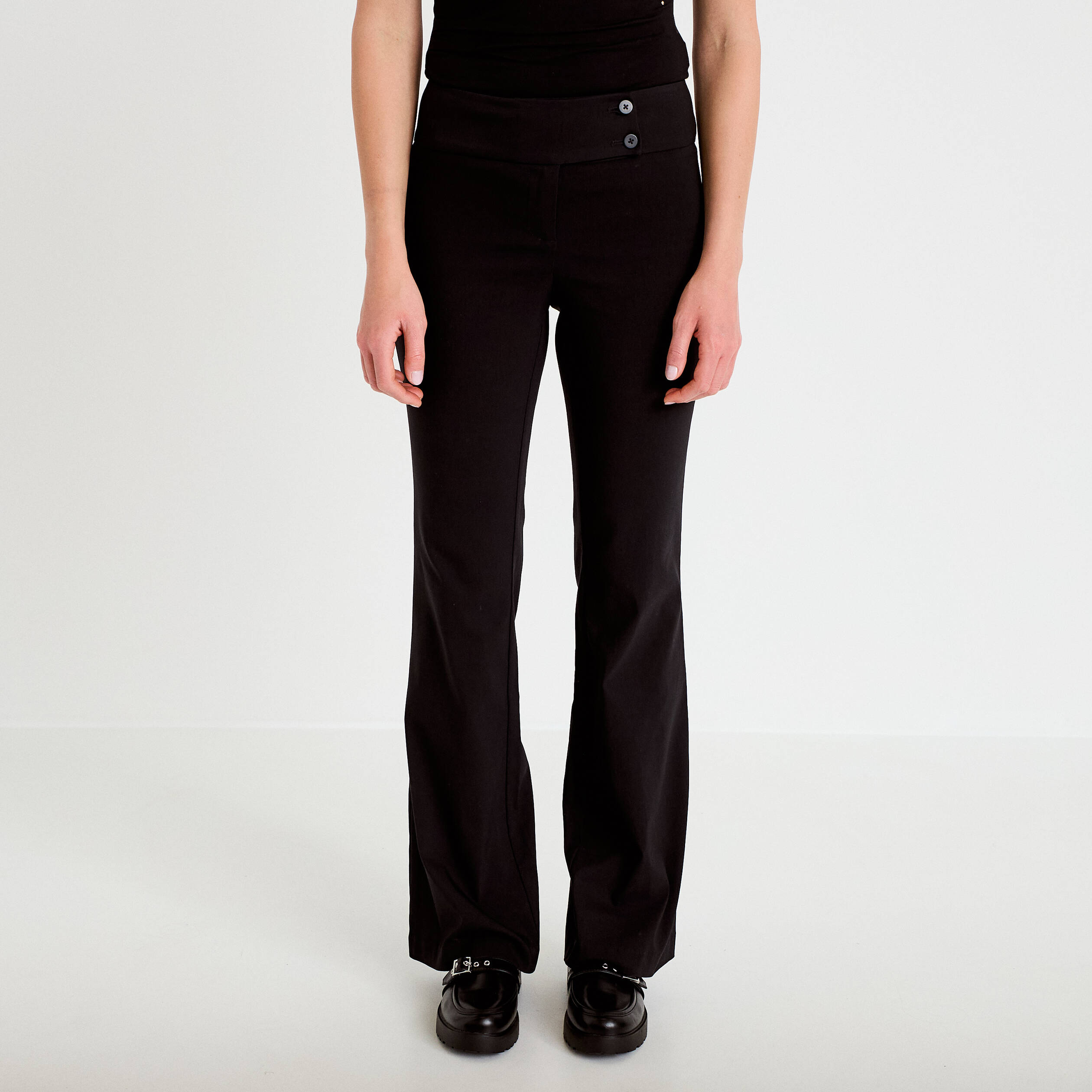 Pantalon bootcut taille basse noir femme