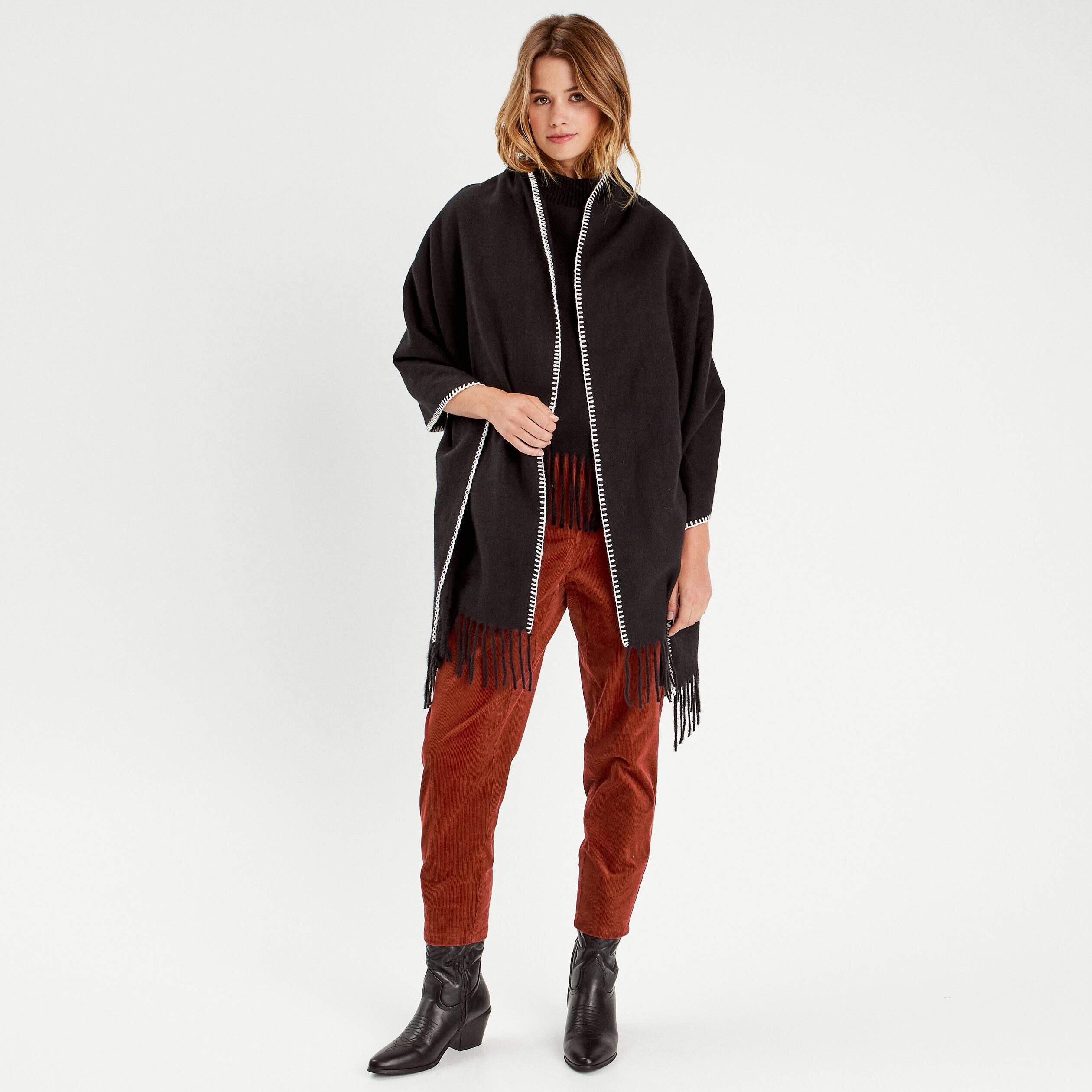 Poncho noir taille unique - Vêtements