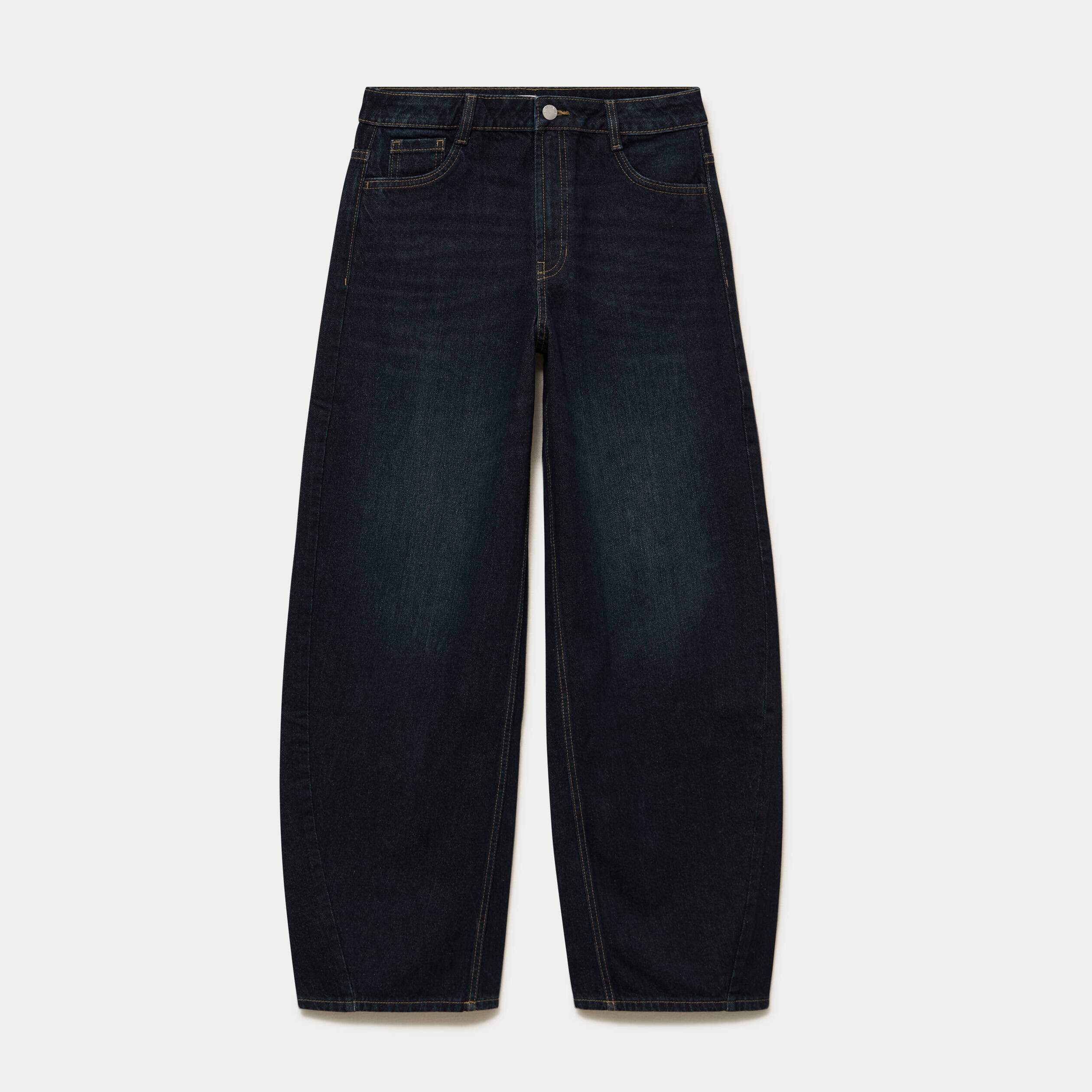 Jean barrel taille haute denim brut femme