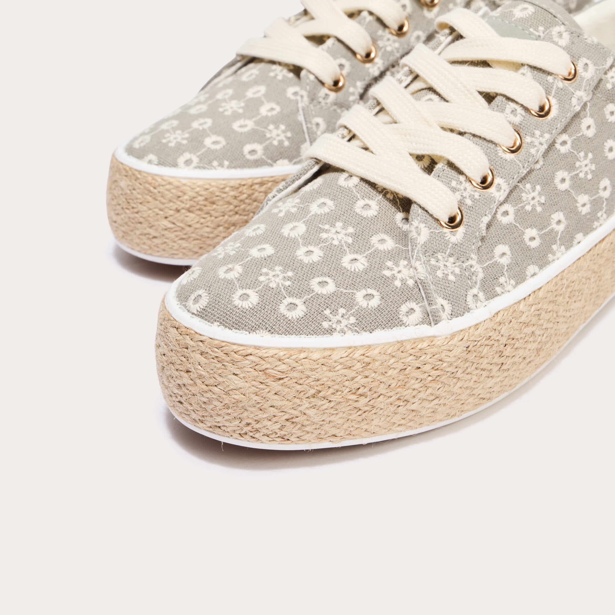 Baskets espadrilles plates beige femme