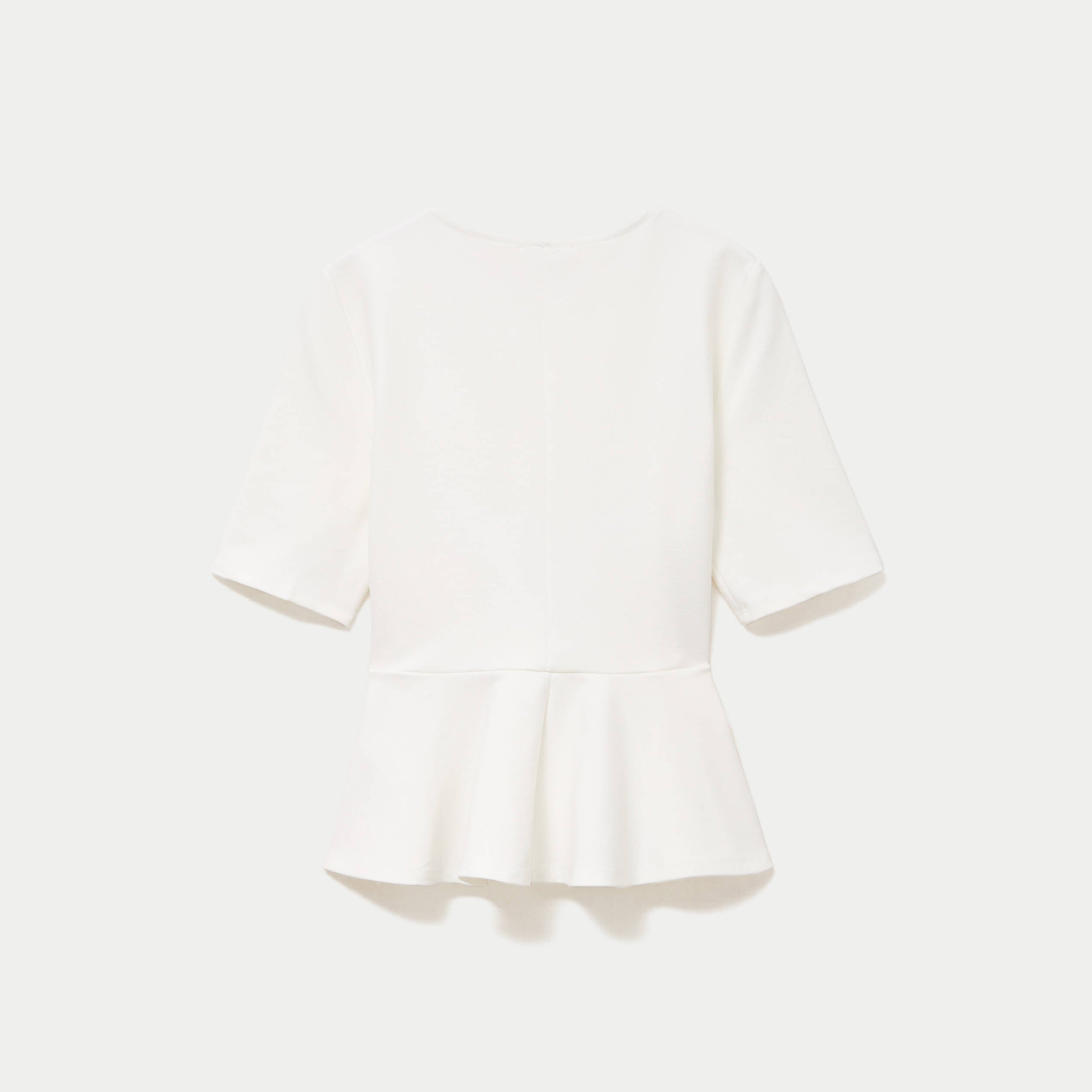 Top p&eacute;plum ceintur&eacute; manches courtes ecru femme