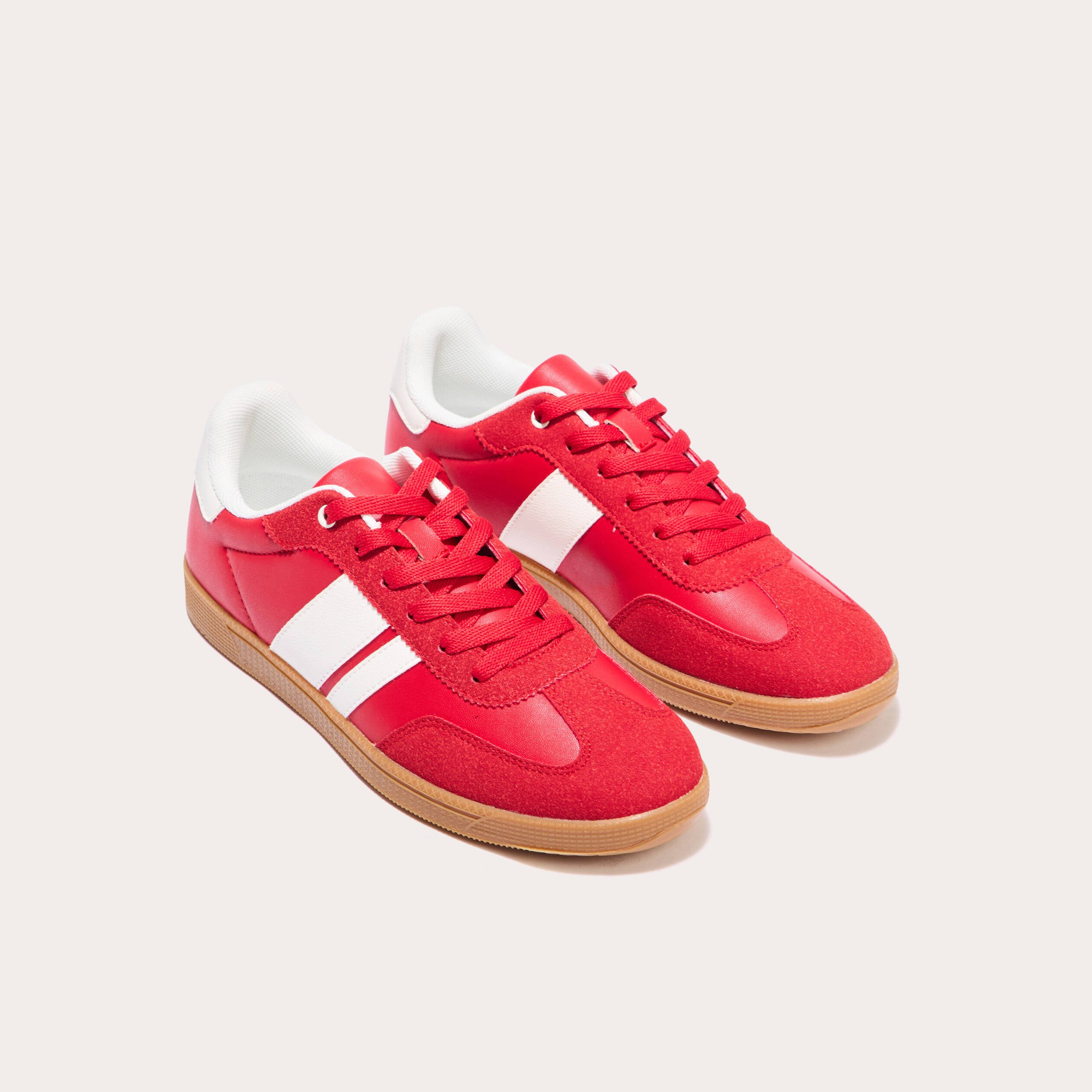 Baskets basses à lacets rouge femme