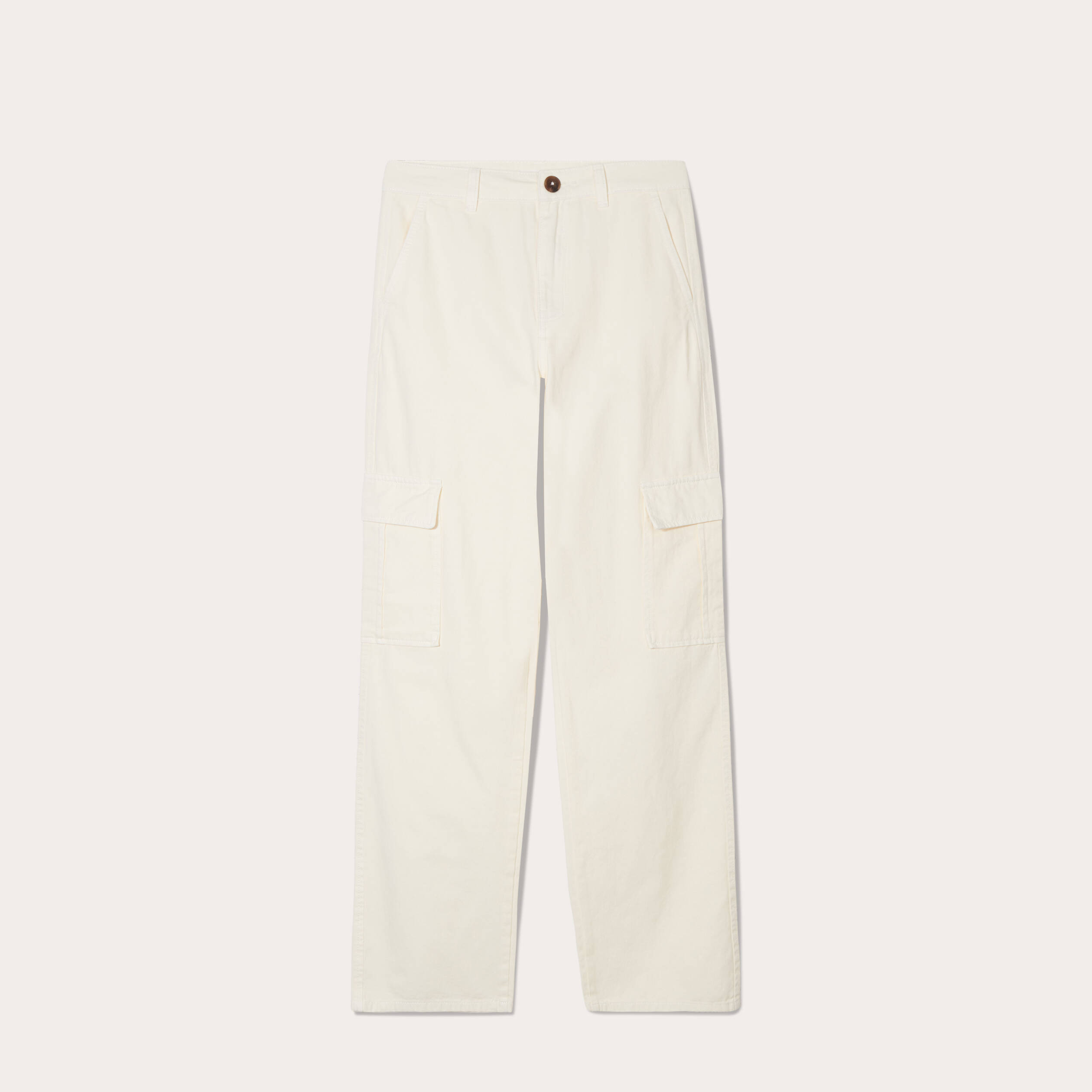 Pantalon large cargo ecru femme