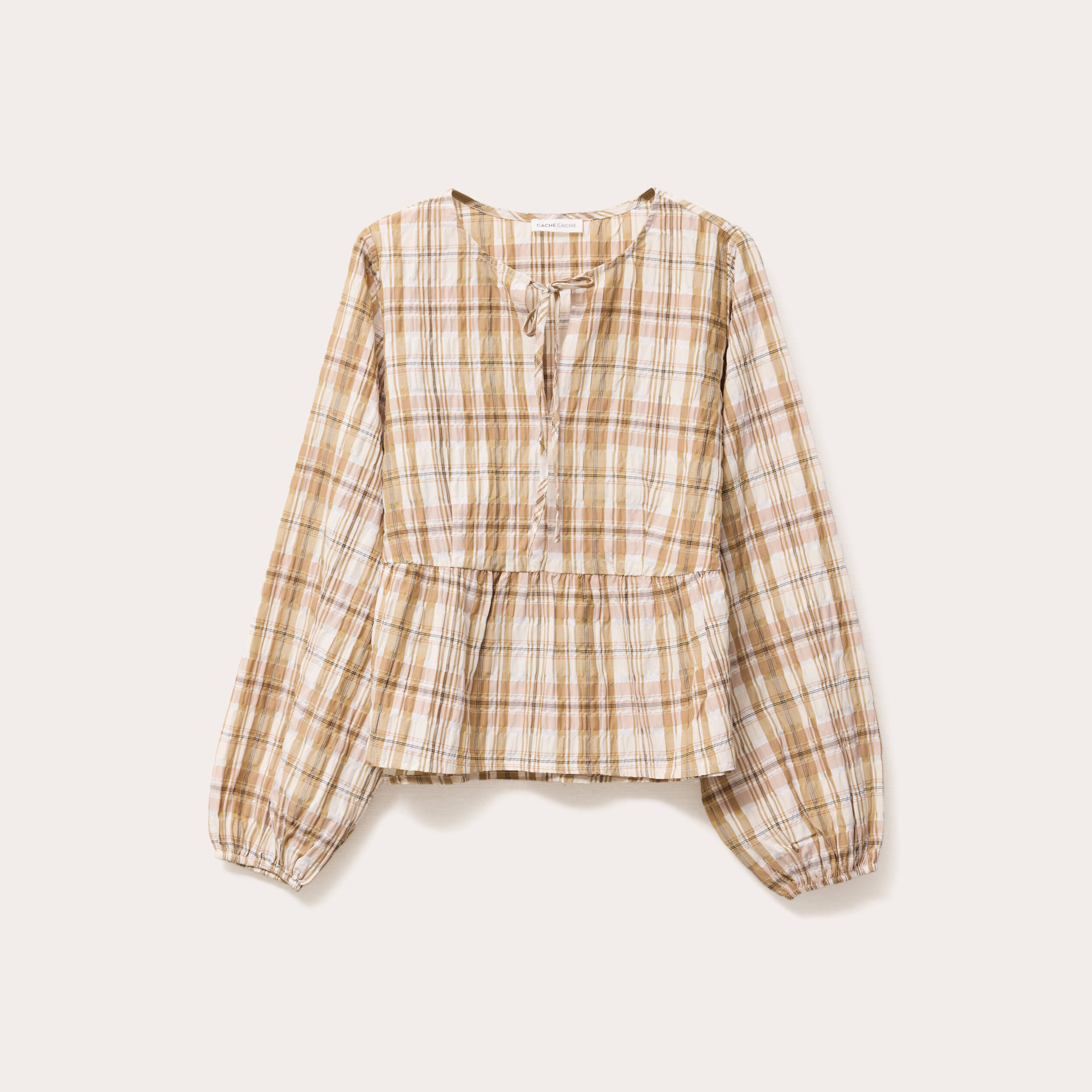 Blouse manches longues camel femme