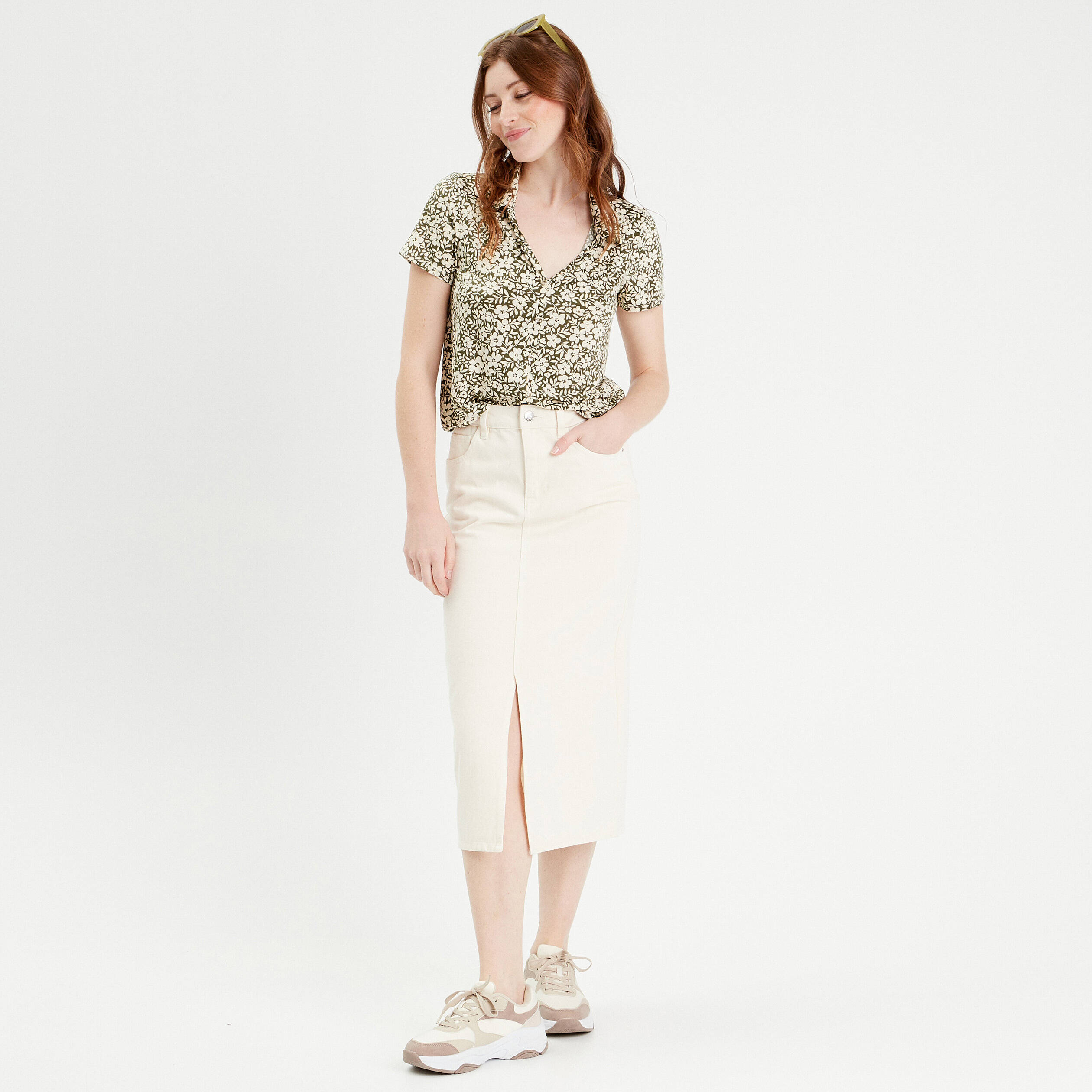 blouse manches courtes vert kaki femme Blouse manches courtes vert kaki femme