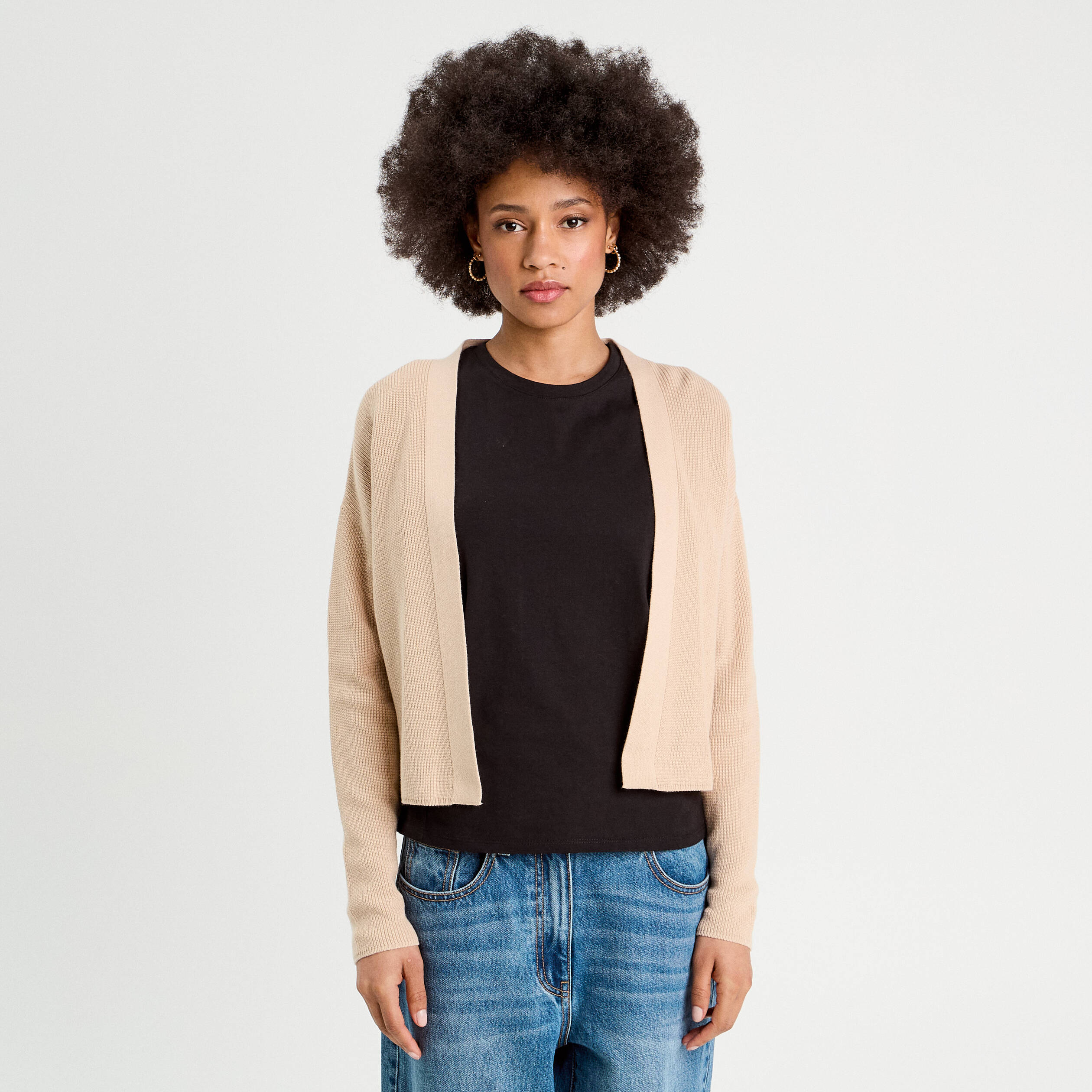 Gilet manches longues sable femme