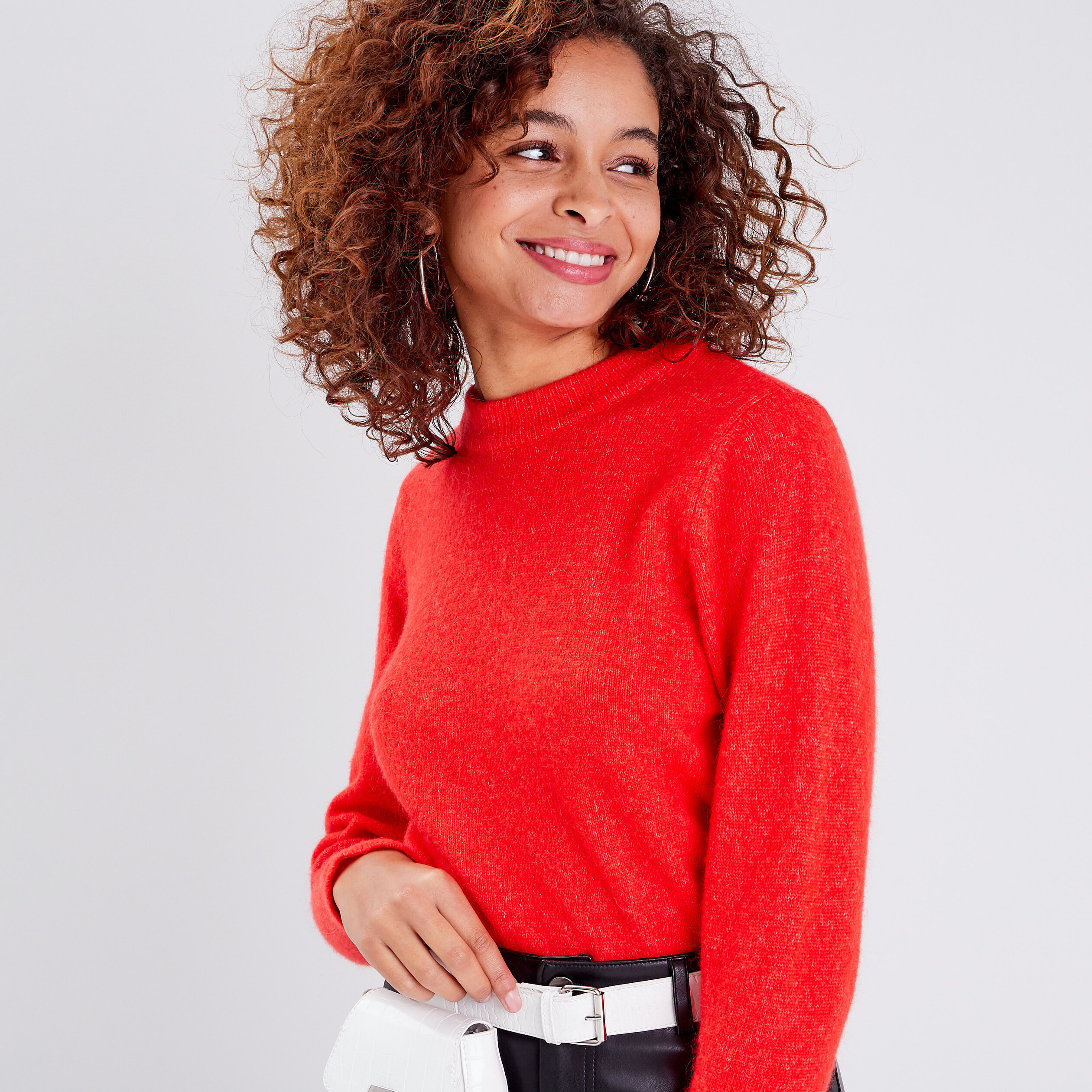 Pull manches longues rouge femme