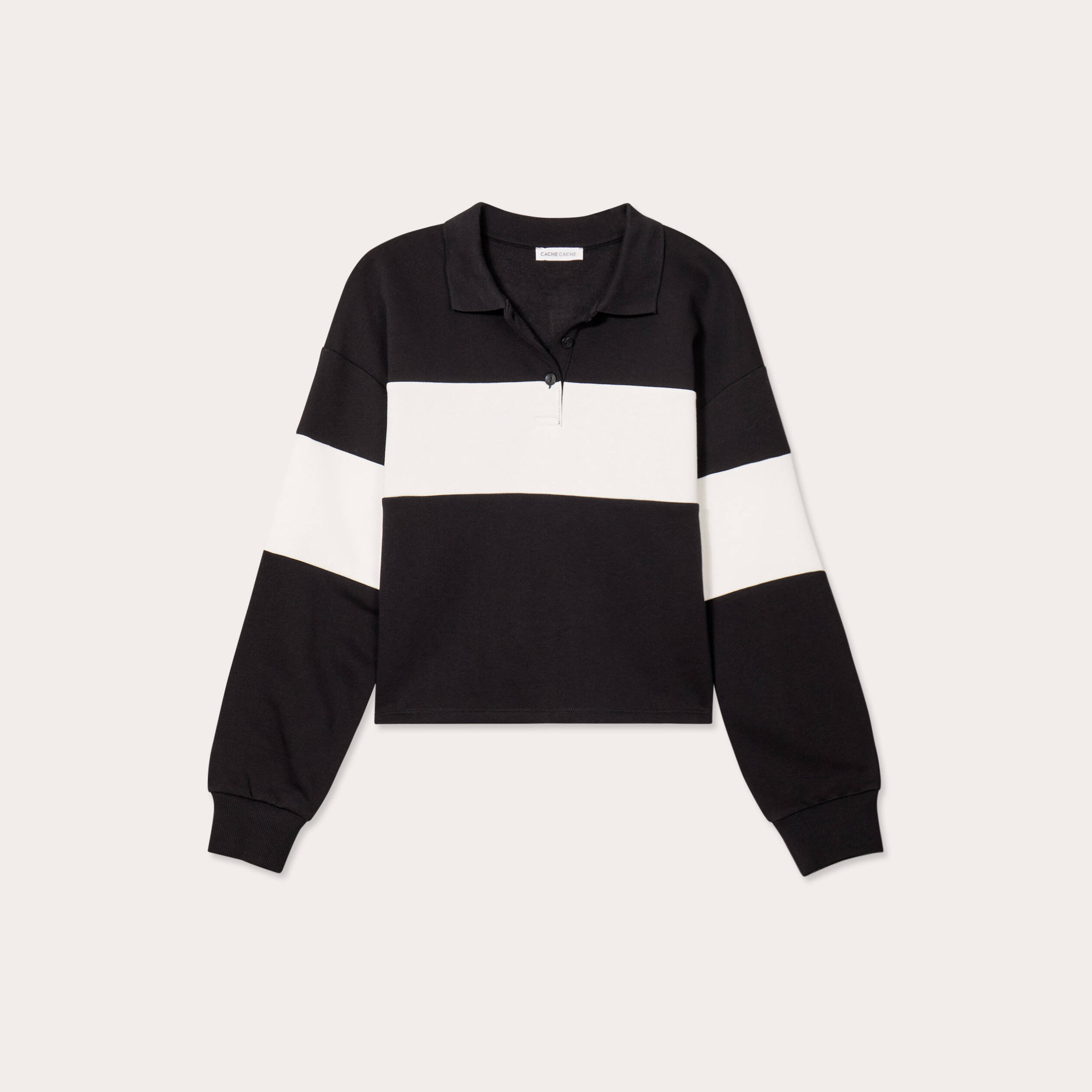 Polo manches longues noir femme