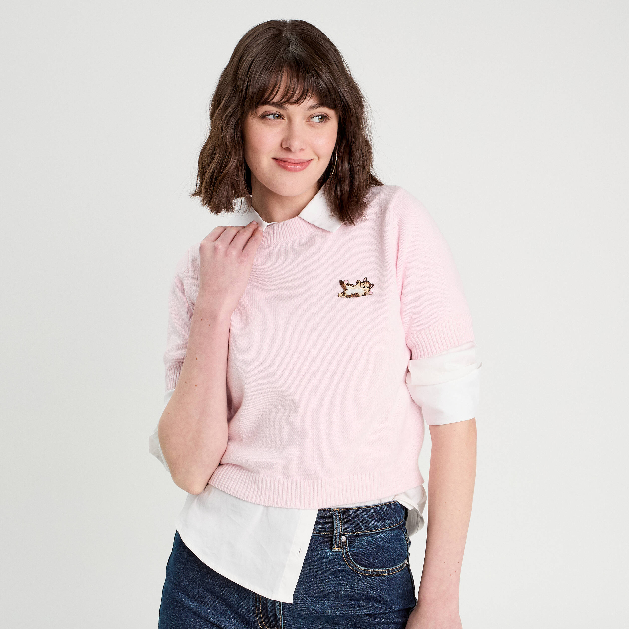 pull manches courtes rose clair femme Pull manches courtes rose clair femme