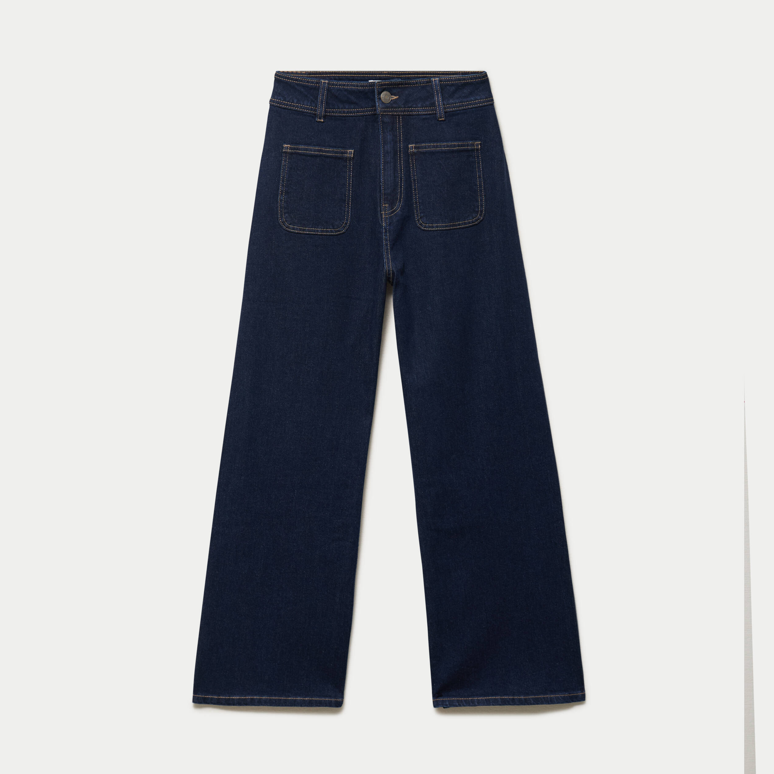 Jean wide leg cropped taille haute denim brut femme