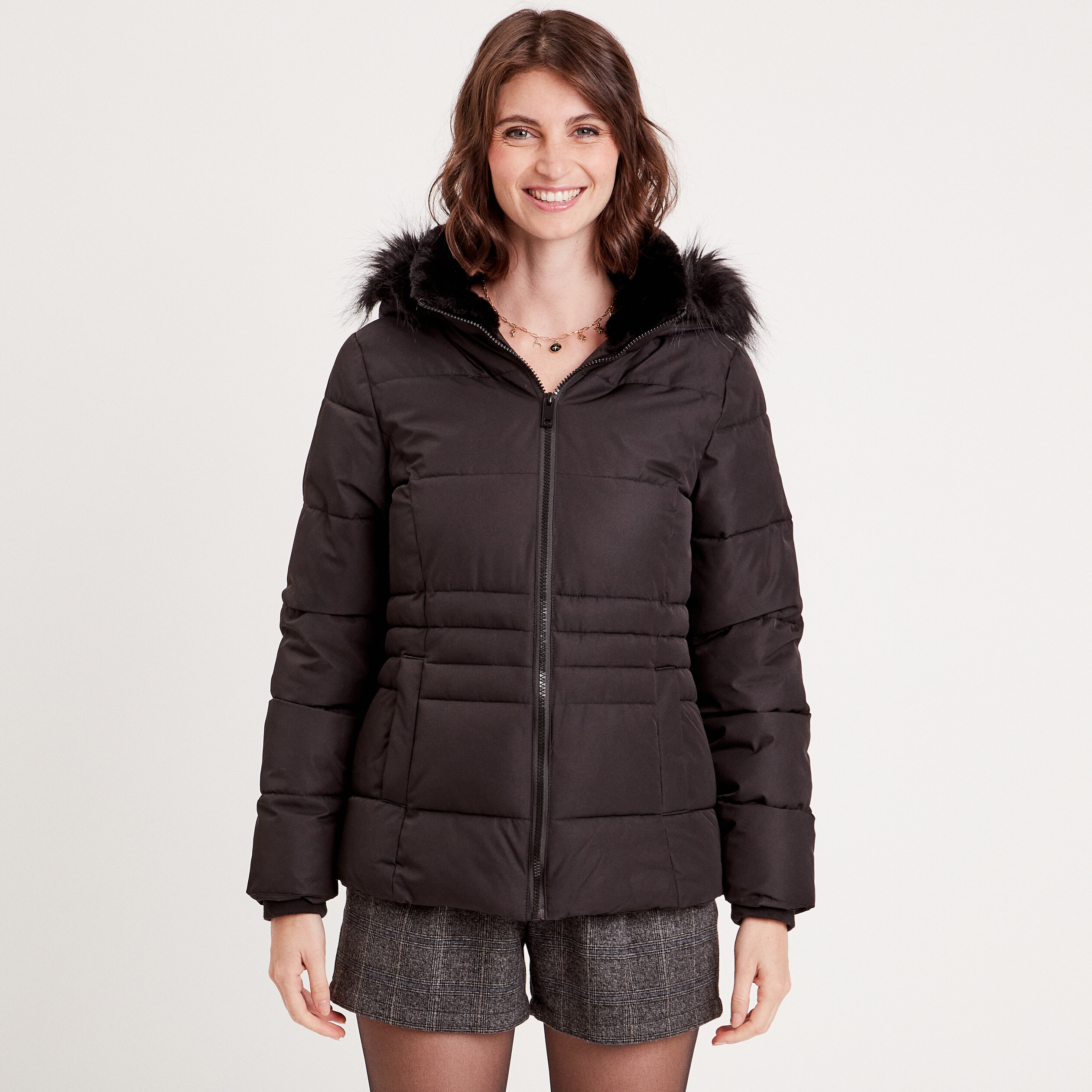 Doudoune cintree noire femme sales