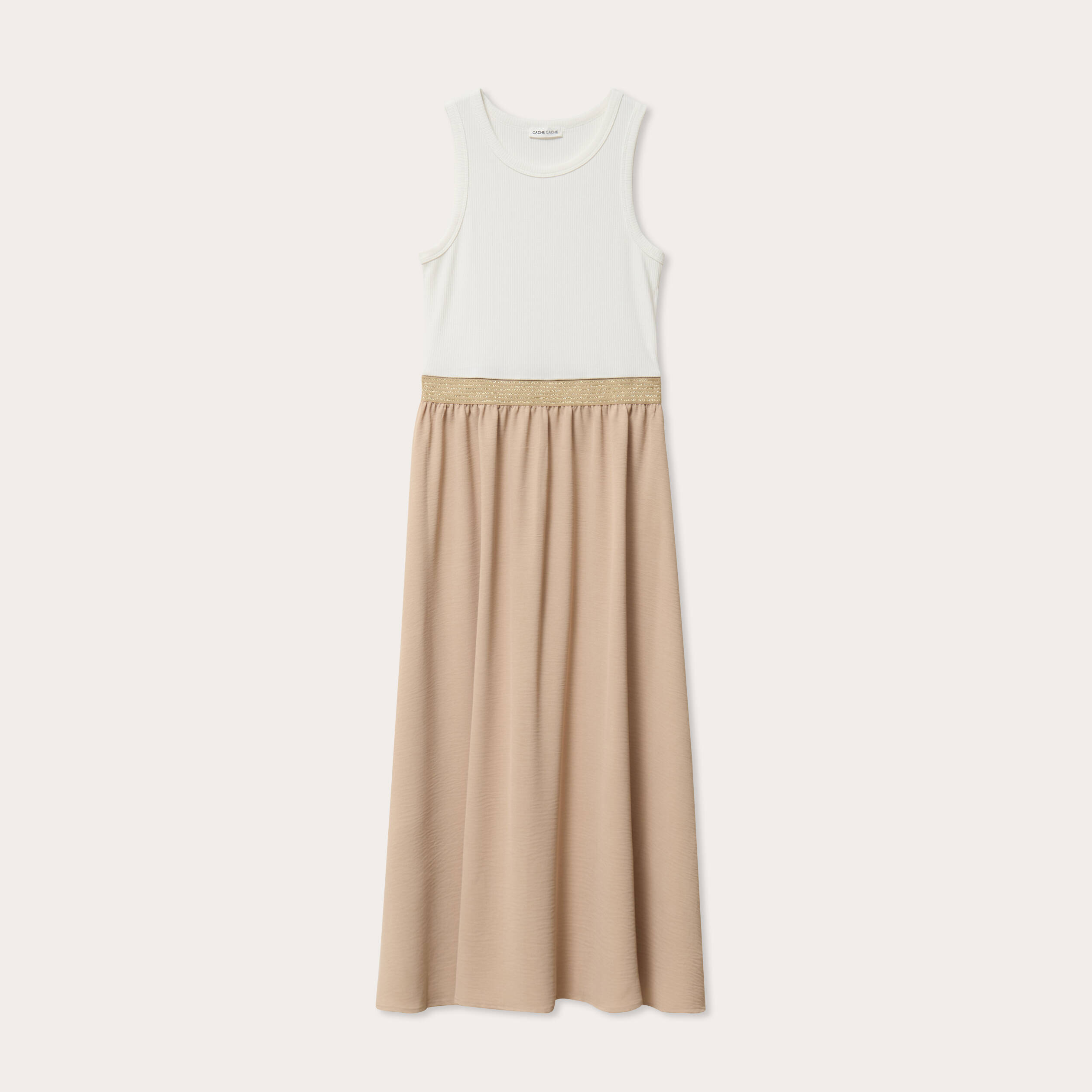 robe longue effet 2 en 1 sable femme Robe longue effet 2-en-1 sable femme