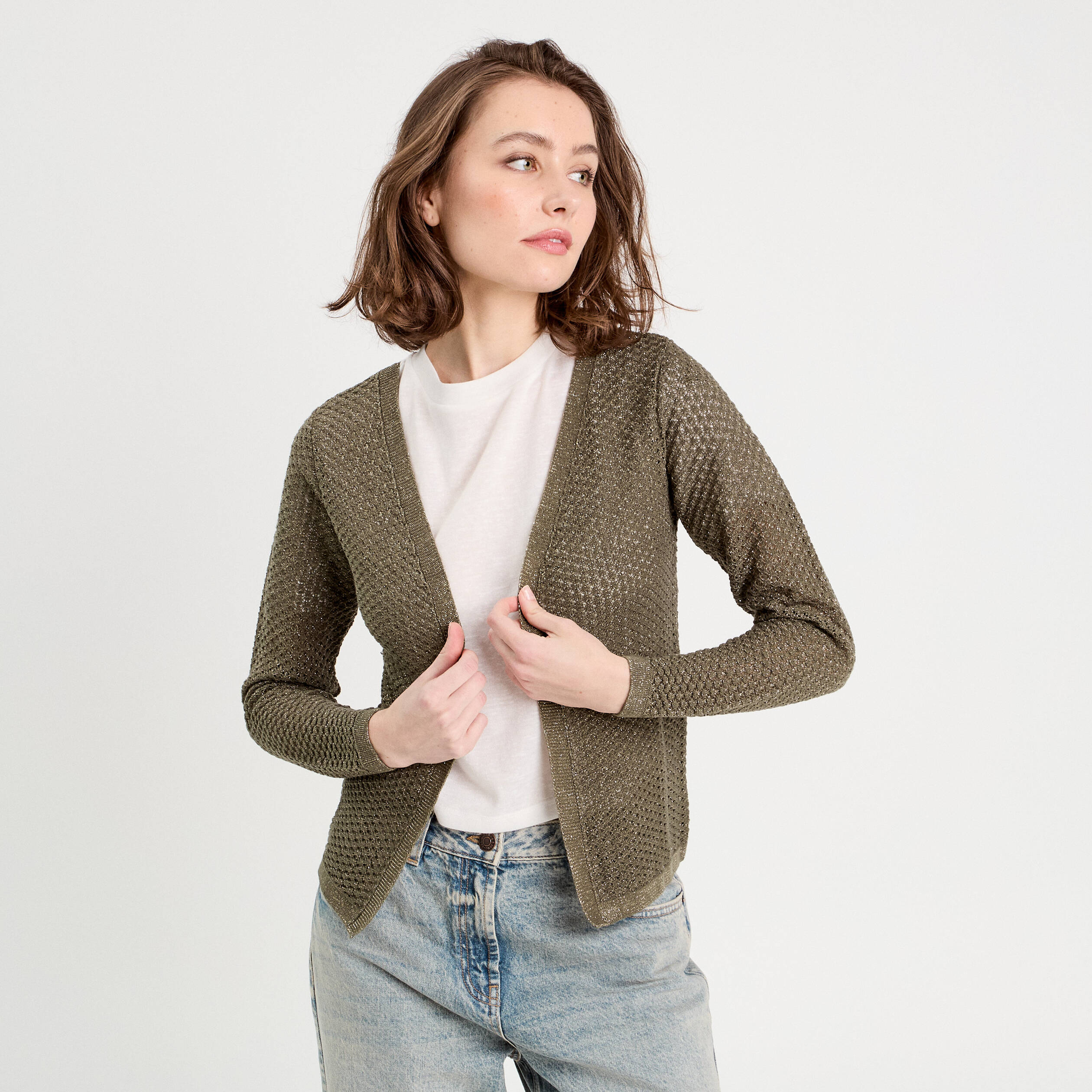 Gilet Veste en Jean Femme - Jean Déchiré Sans Manches - Col V Boutonné