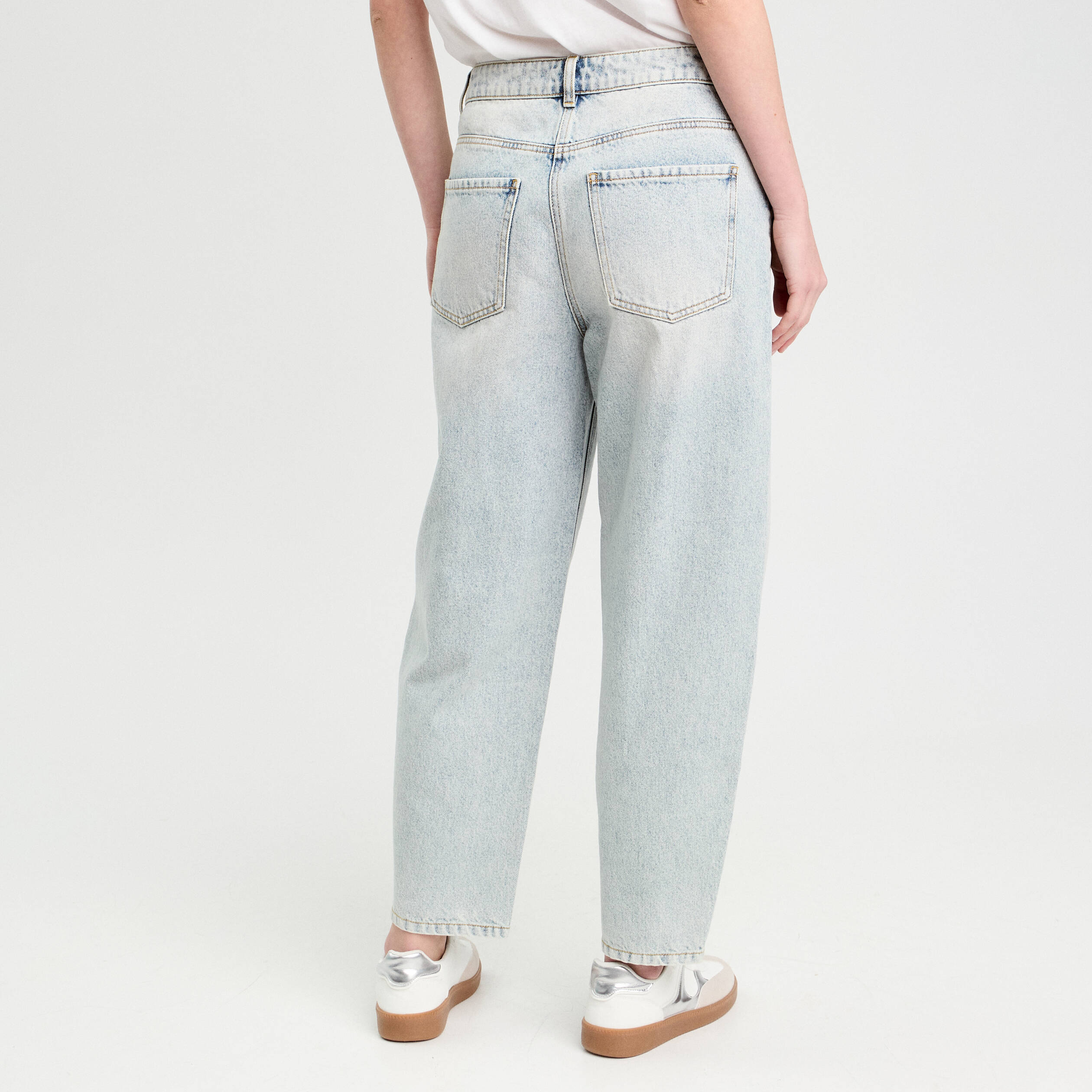 Jeans balloon denim bleach femme