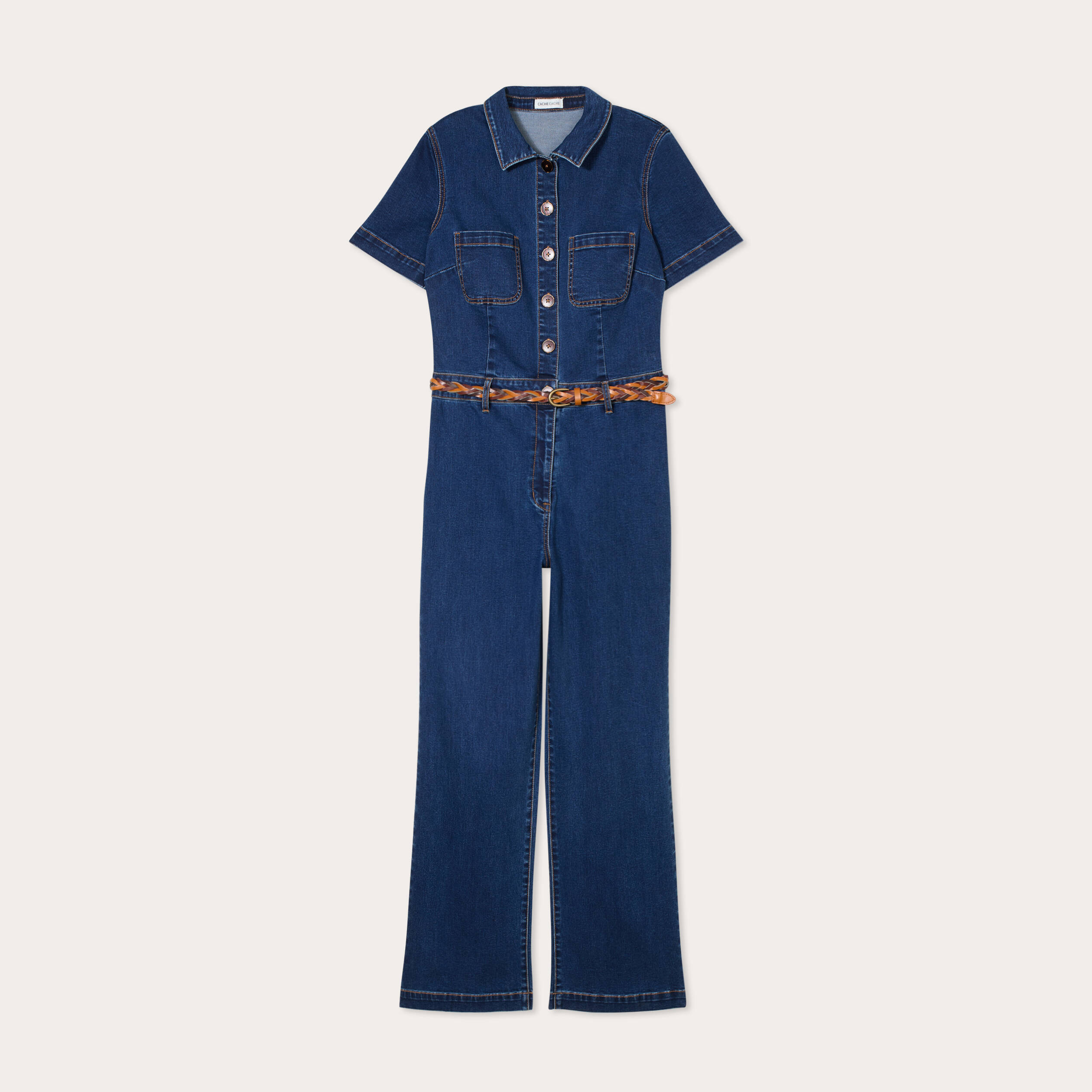 Combinaison pantalon en jean denim brut femme