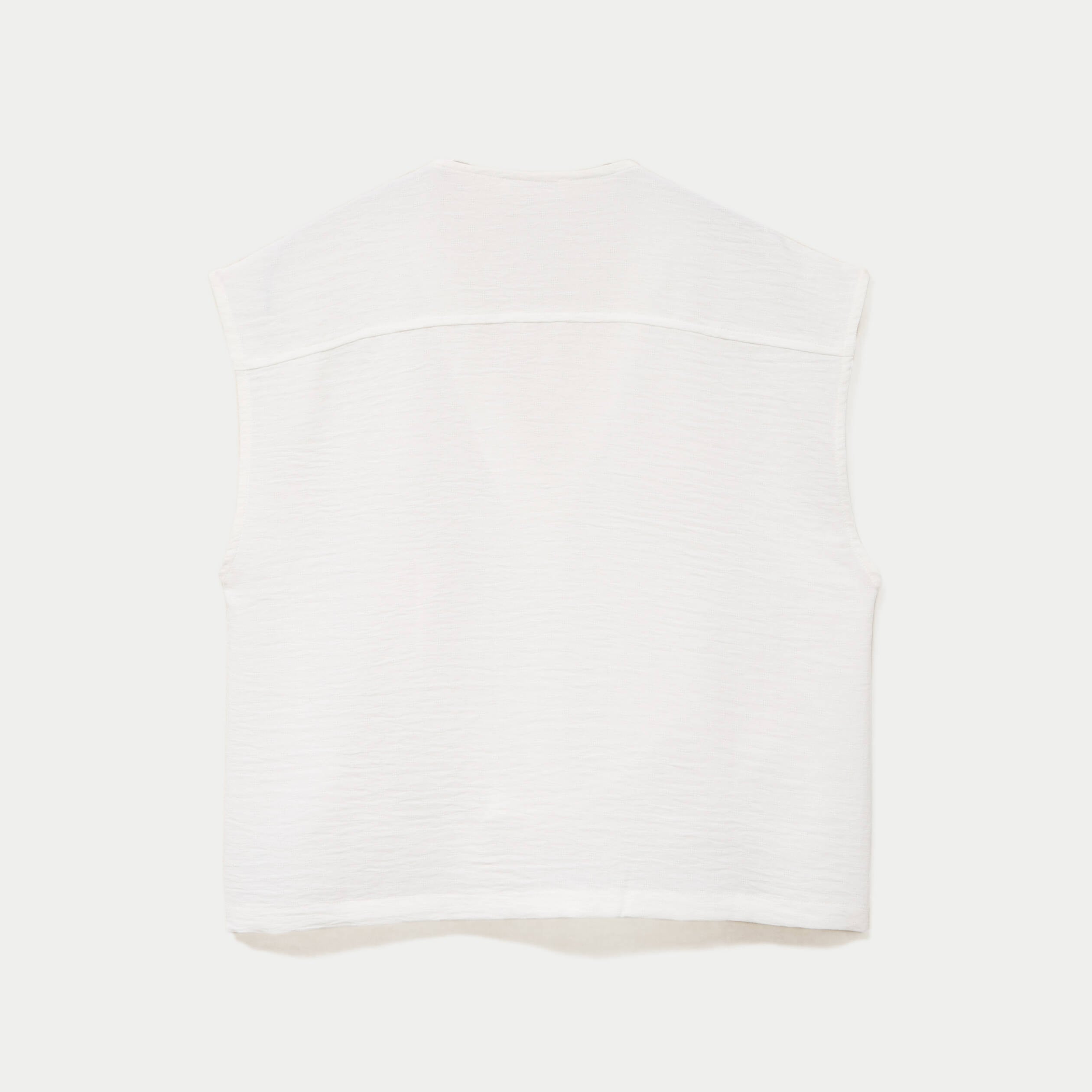 Blouse droite sans manches col v ecru femme