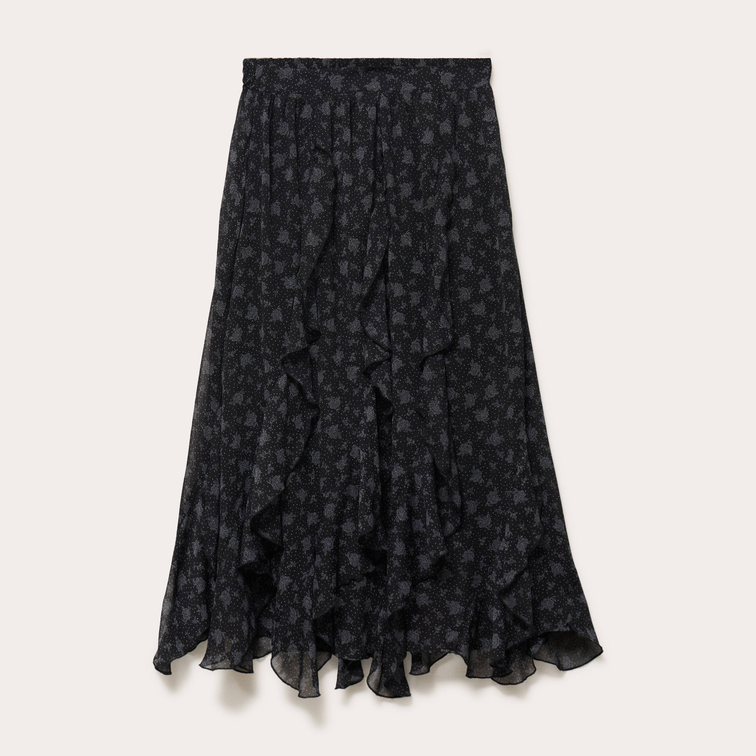 Jupon &eacute;vas&eacute; longueur 3/4 en voile noir femme