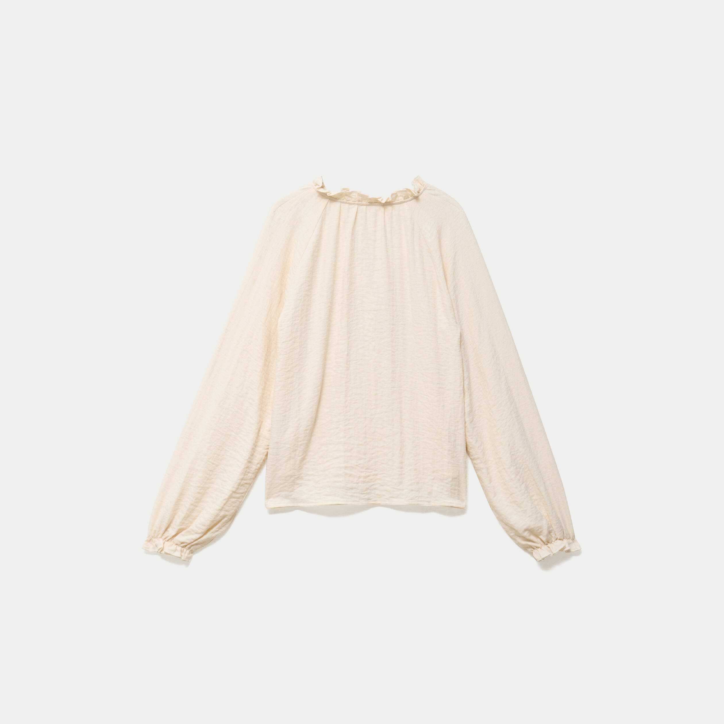 Blouse ample pliss&eacute;e manches longues ecru femme