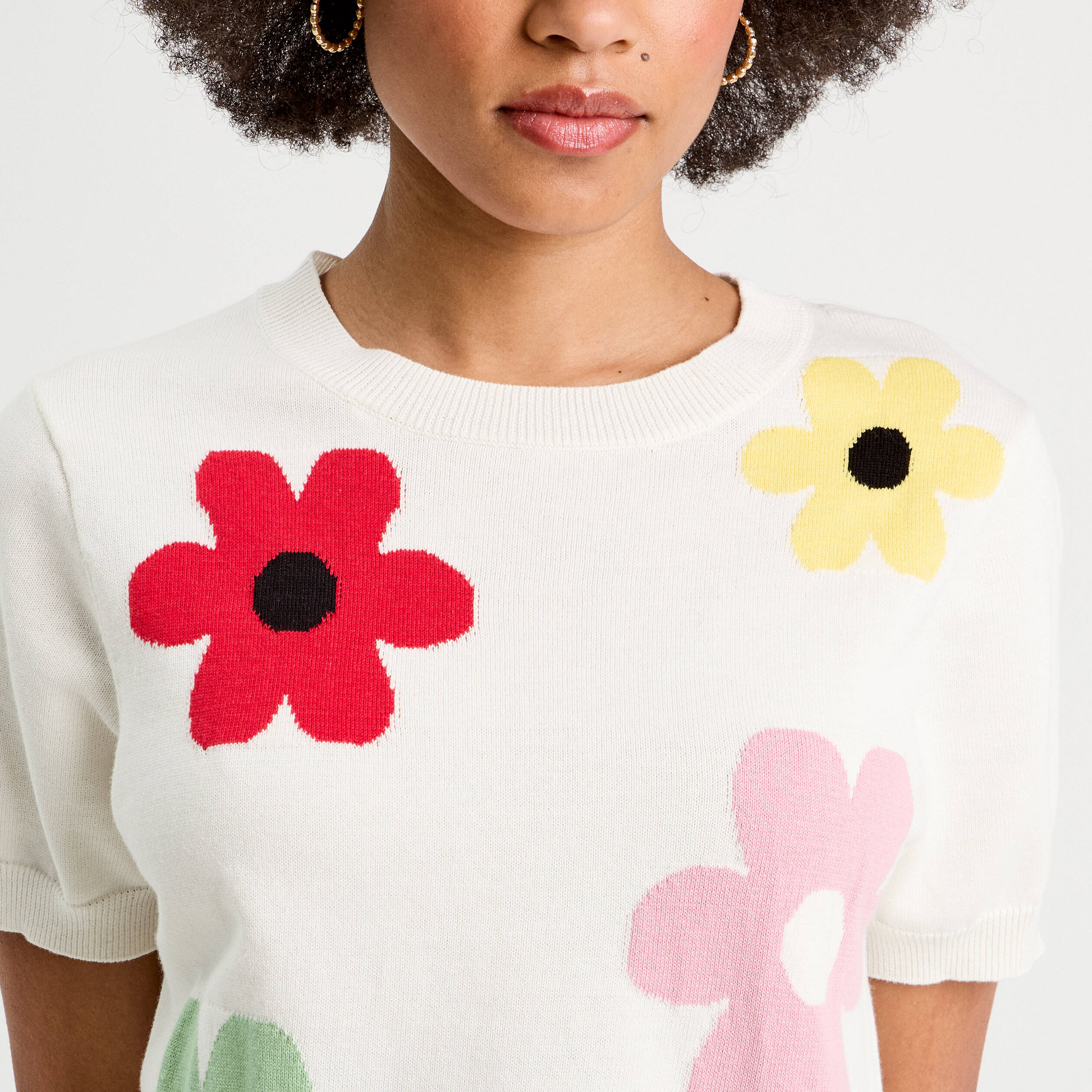 Pull manches courtes ecru femme Vibs