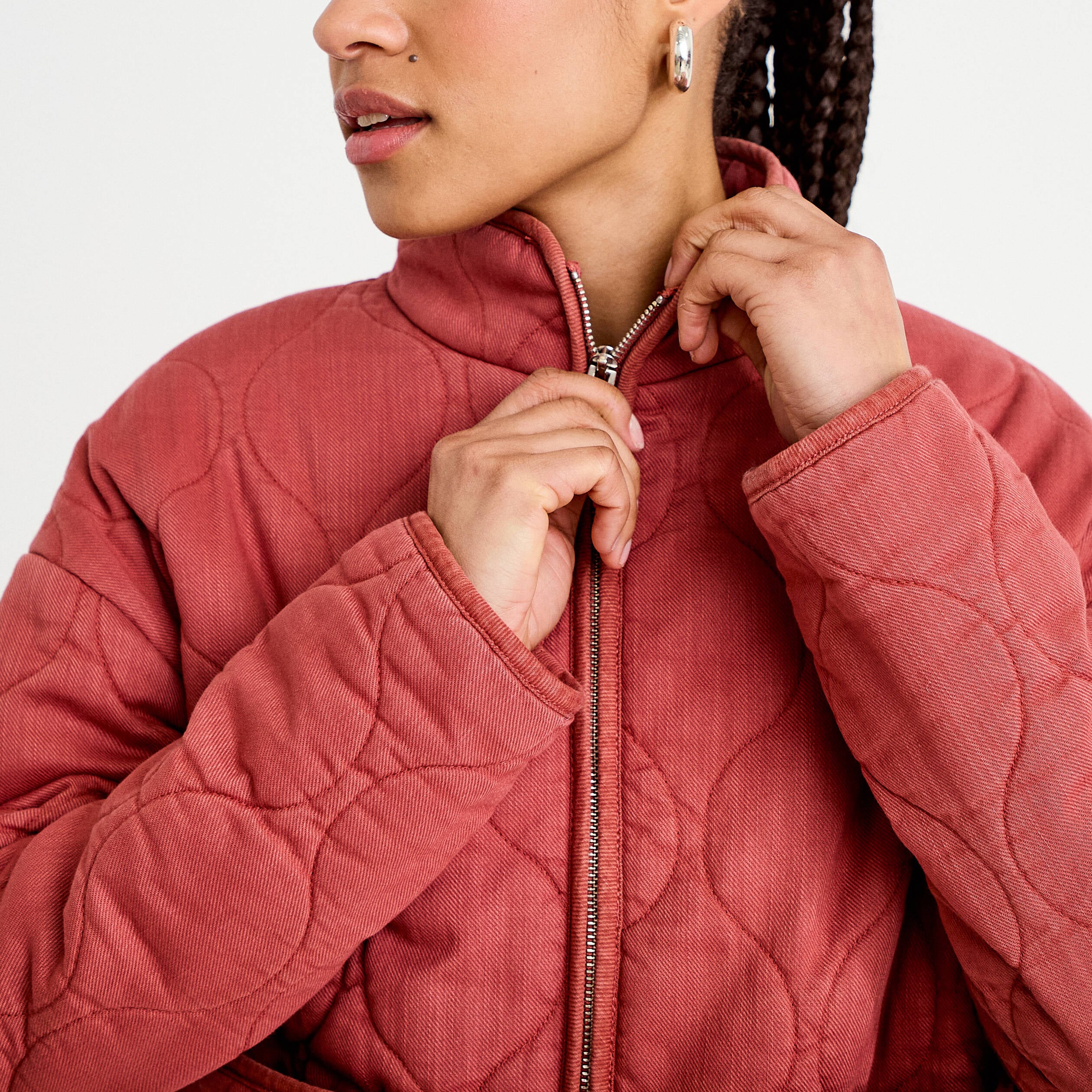 Veste matelass&eacute;e zipp&eacute;e vieux rose femme