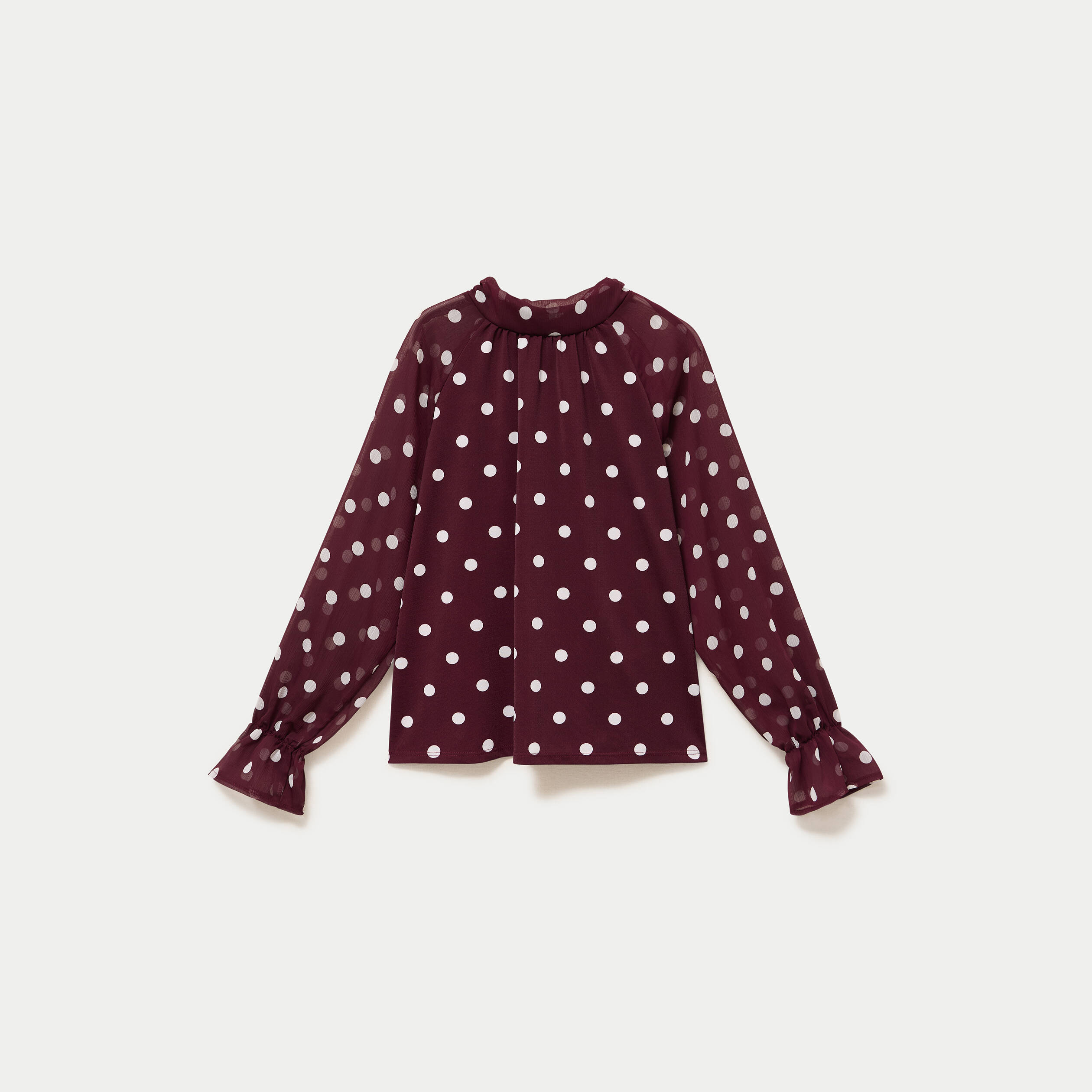 Blouse droite voile manches longues bordeaux femme