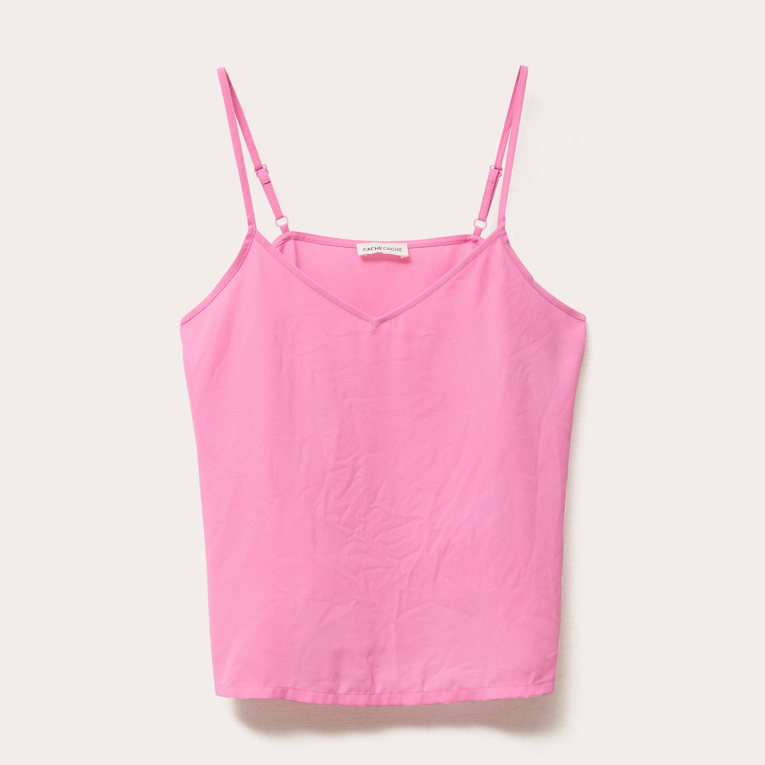 top court col v bretelles fines rose femme Top court col v bretelles fines rose femme
