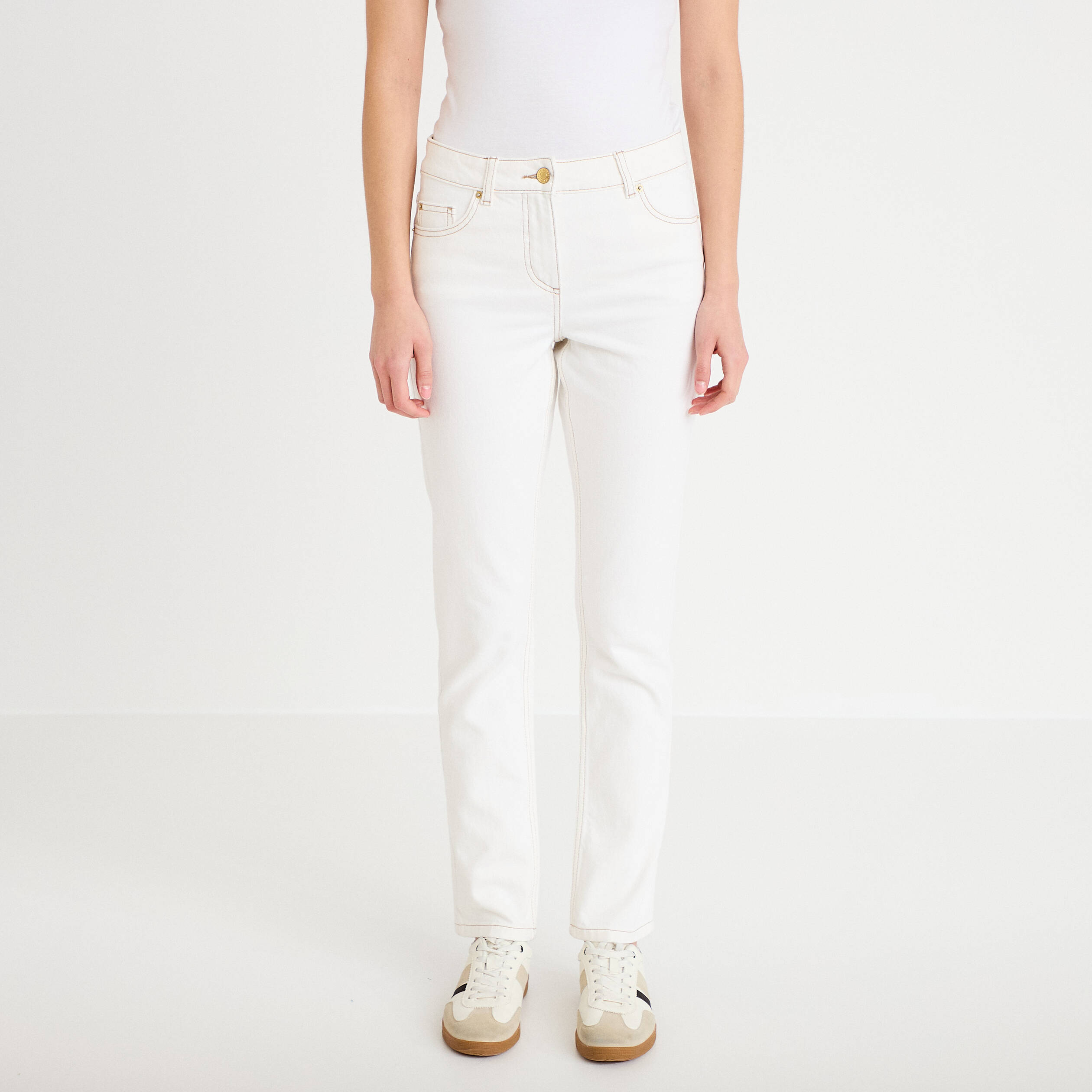 Jean slim taille standard denim blanc femme