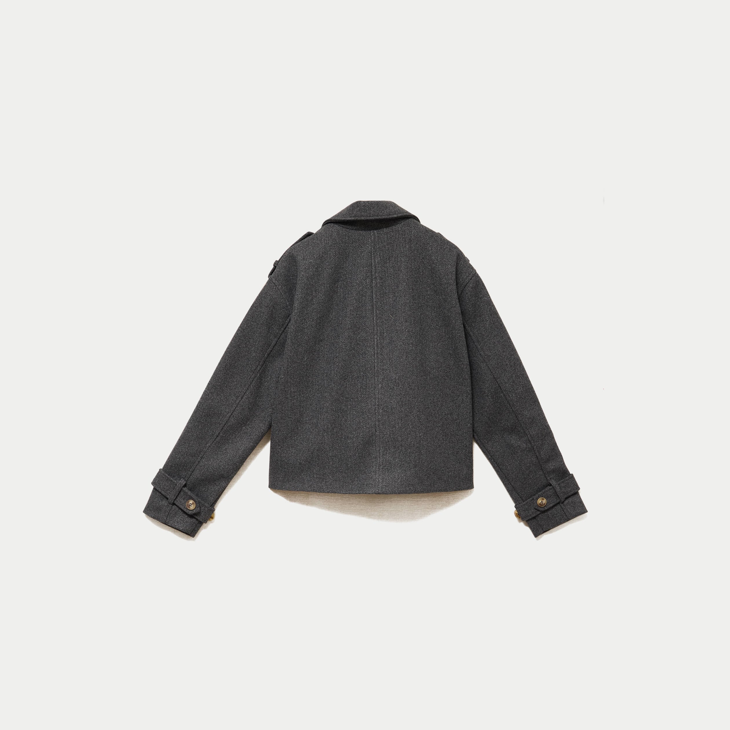 Trench court boutonn&eacute; gris femme