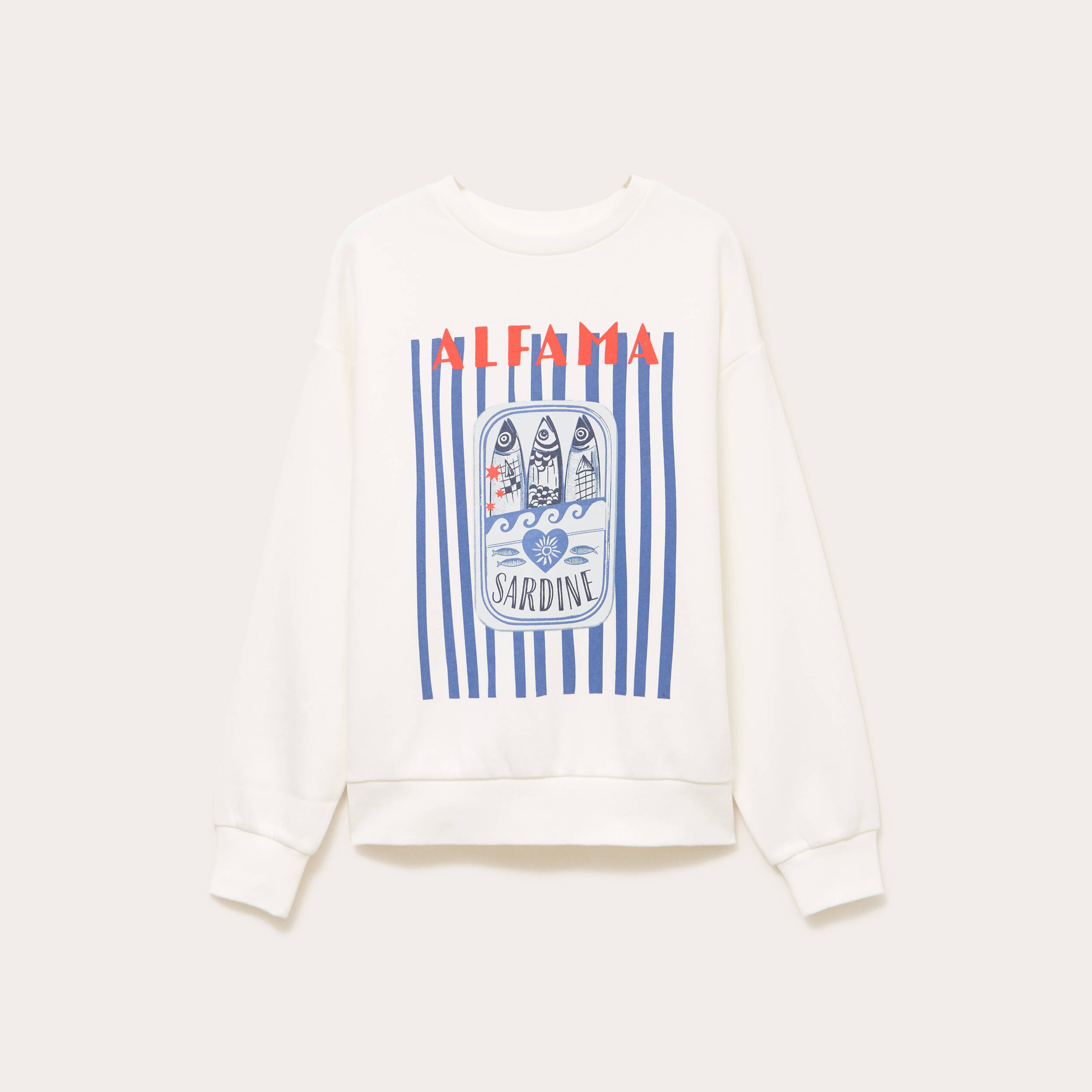 Sweat col rond manches longues ecru femme