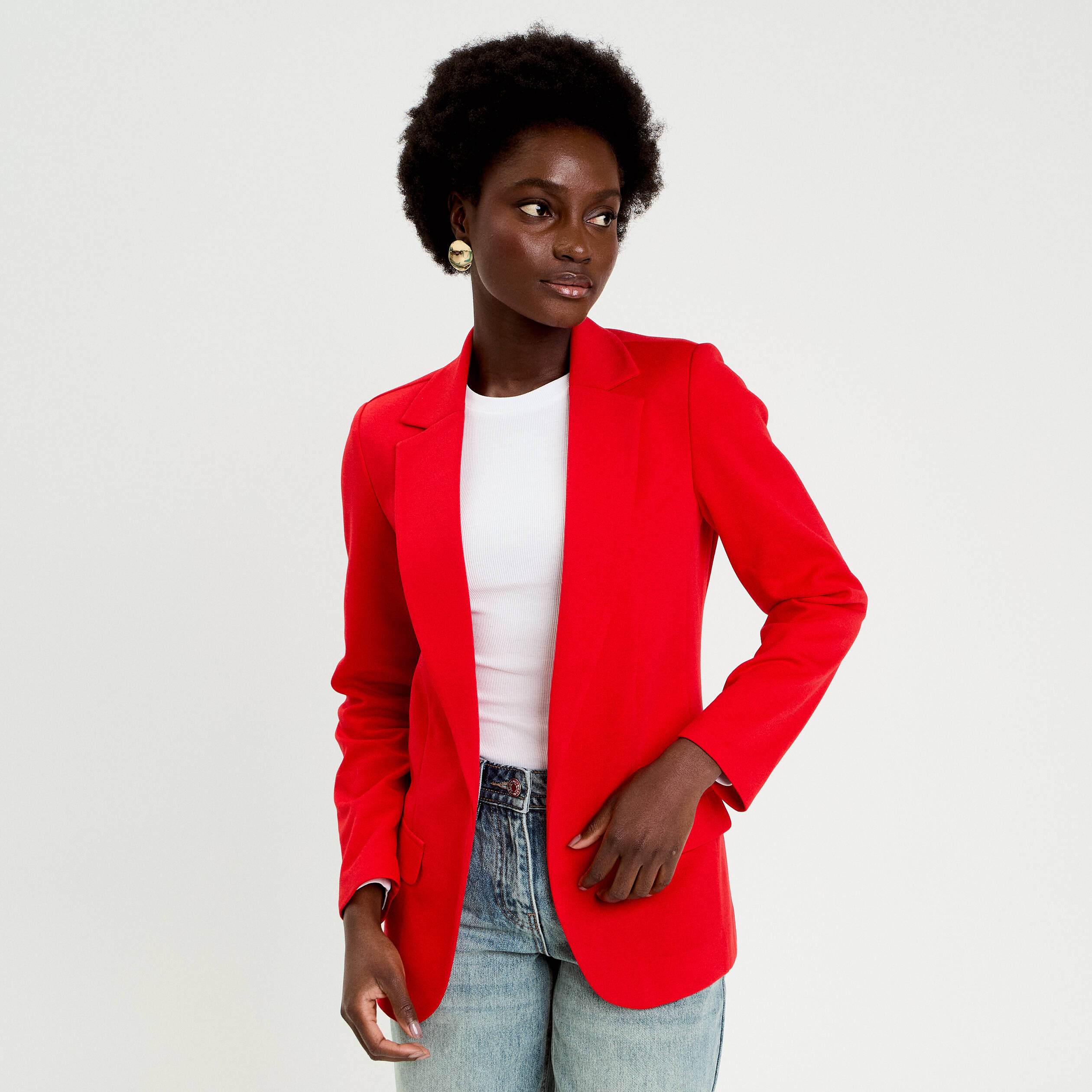 Veste blazer cintr&eacute;e rouge femme