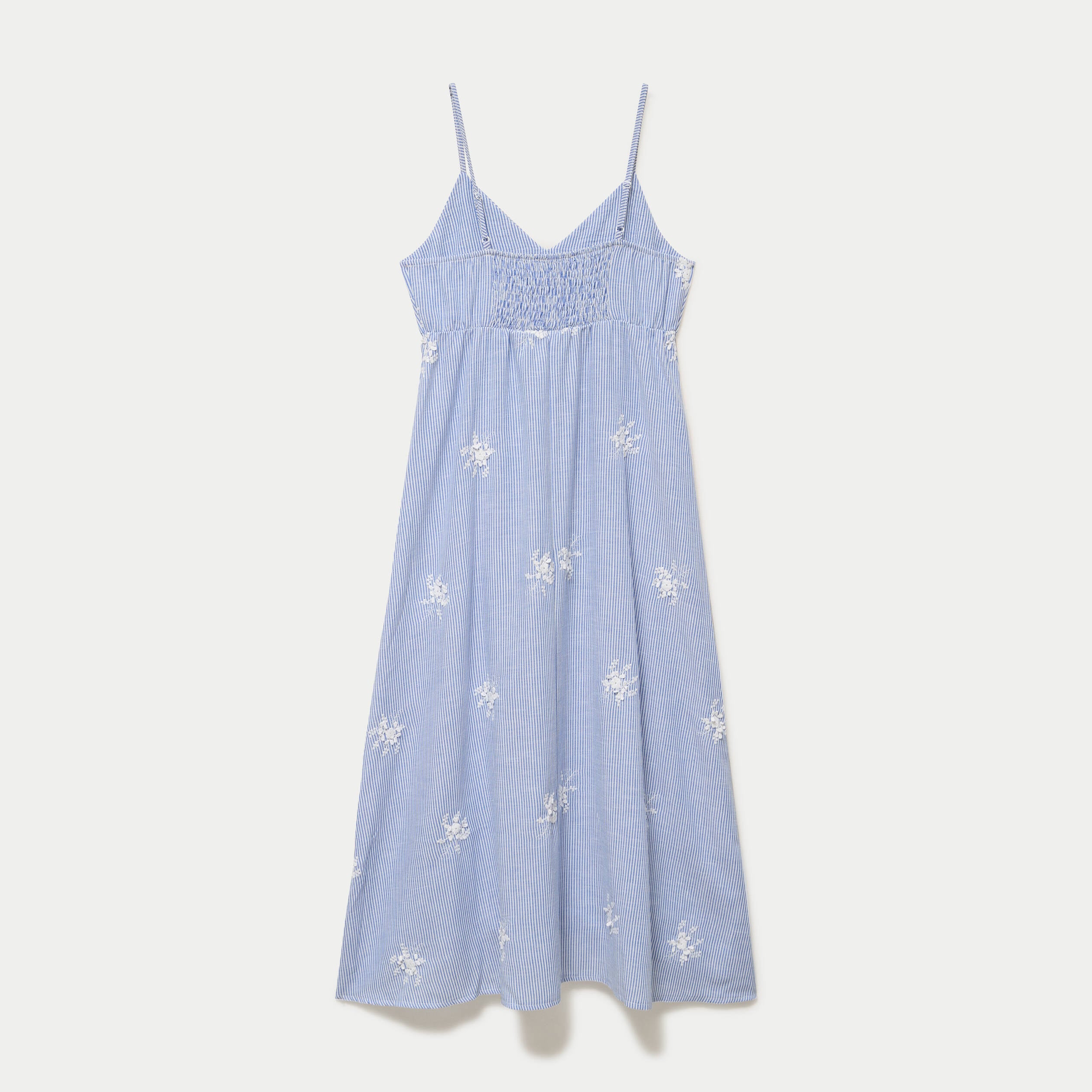 Robe longue &eacute;vas&eacute;e col v bretelles blanc femme