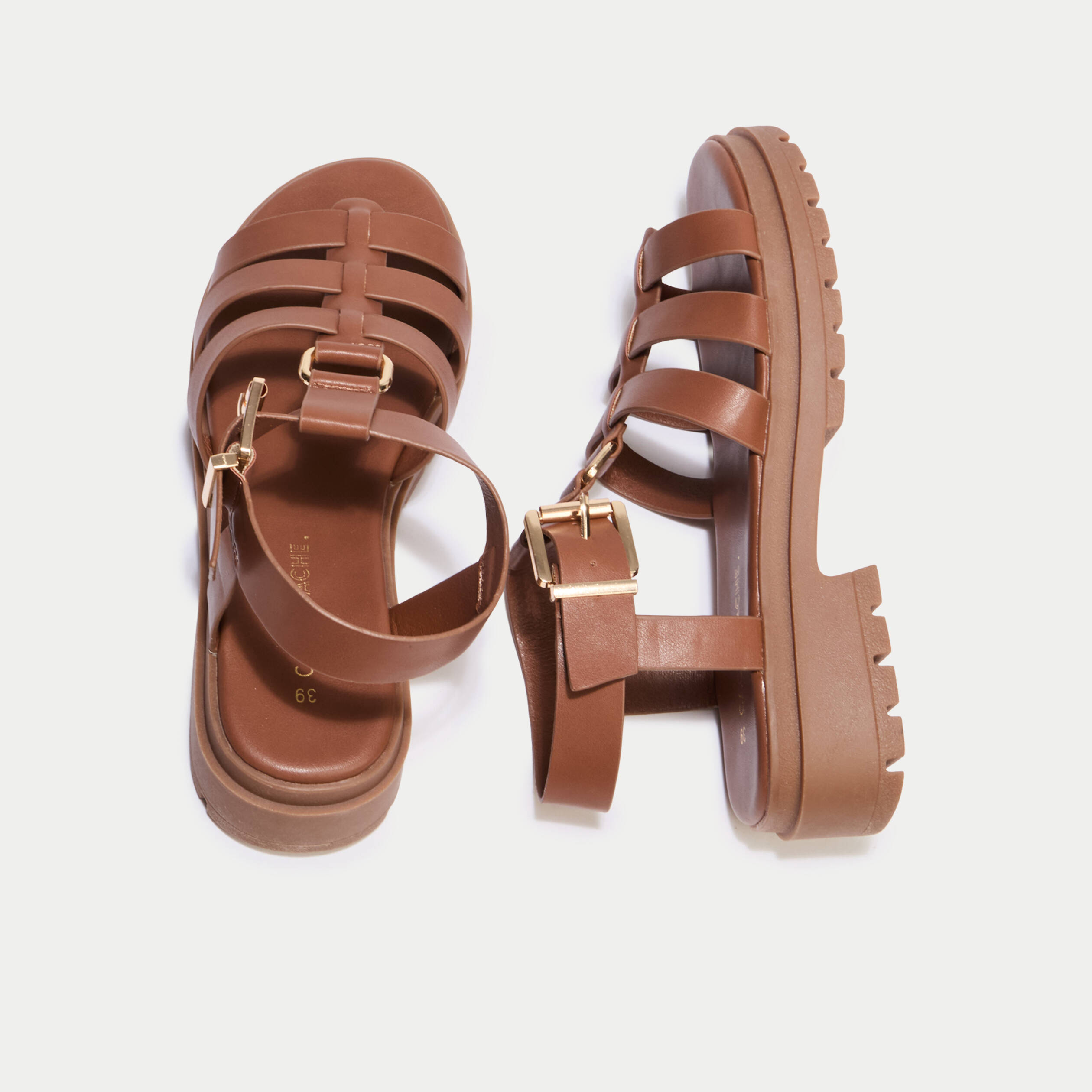 Sandales camel femme