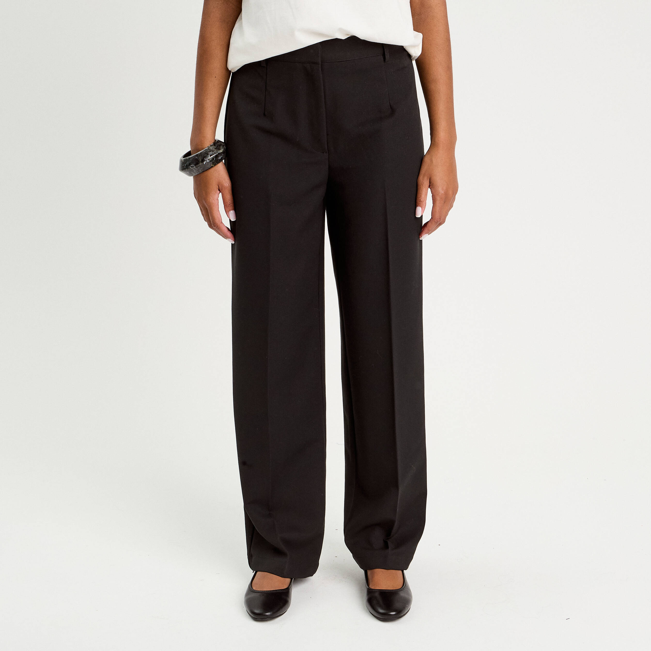 Pantalon bootcut taille haute noir femme