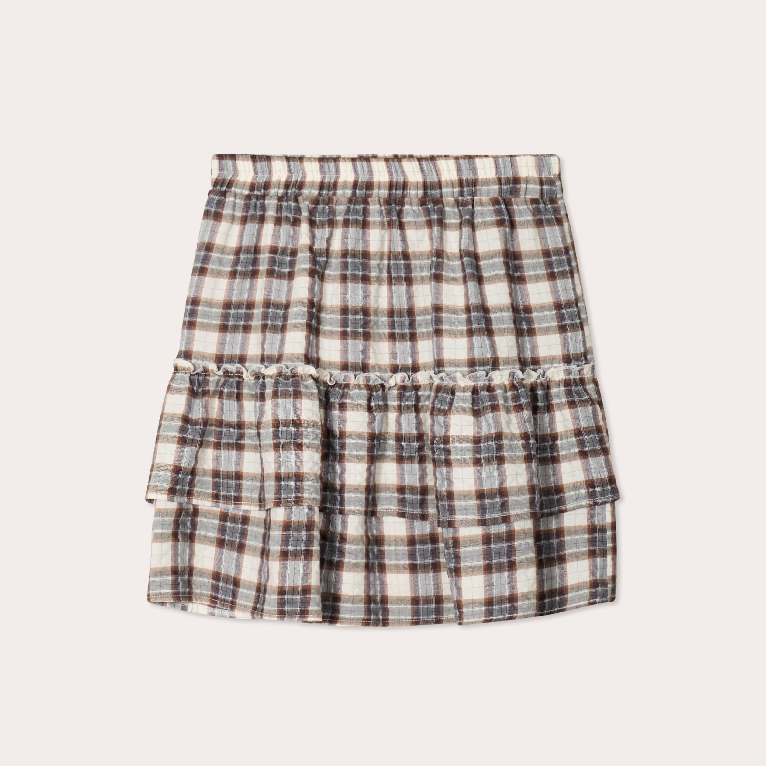 Jupe &eacute;vas&eacute;e avec volants marron fonc&eacute; femme