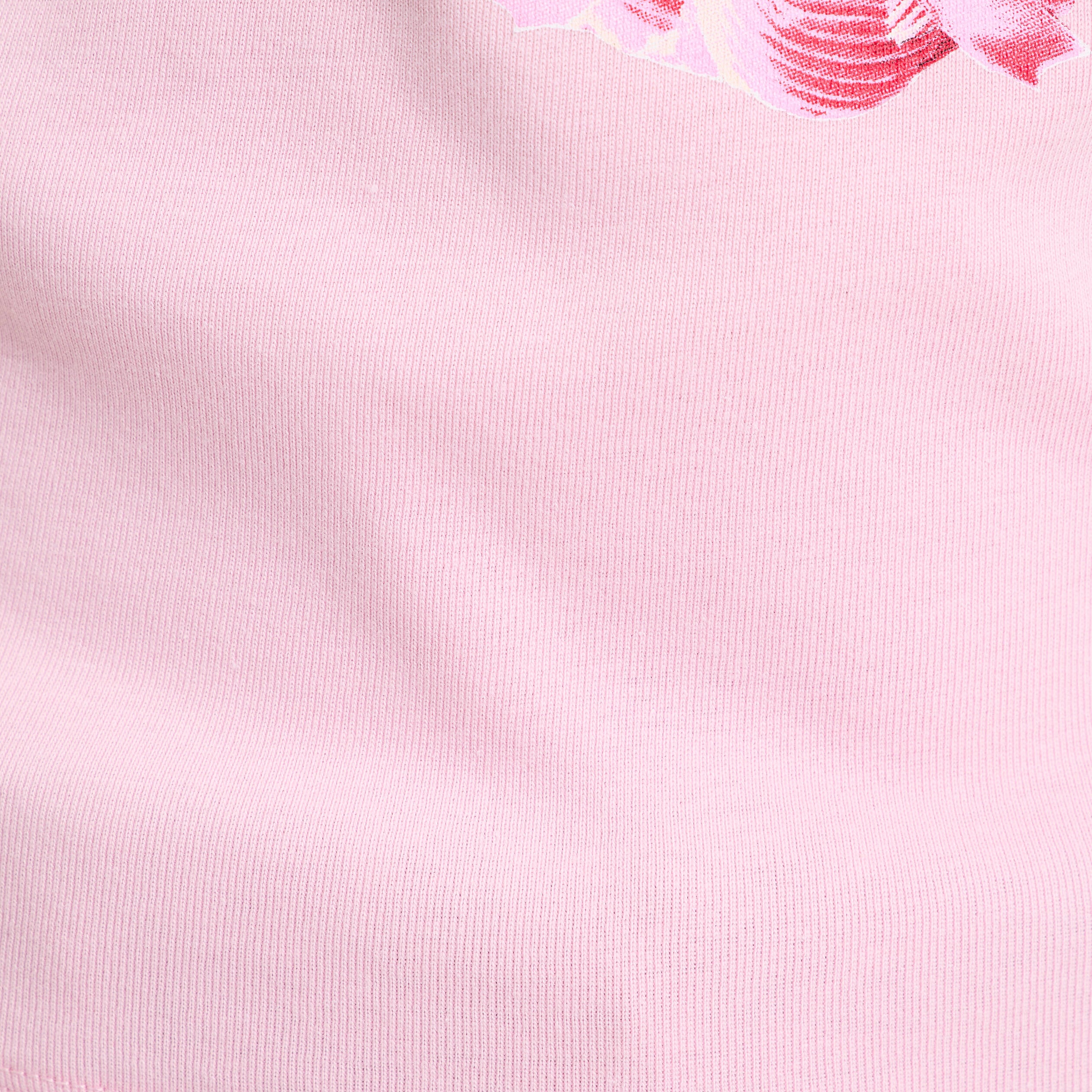Top ajust&eacute; col rond manches courtes rose poudr&eacute;e femme
