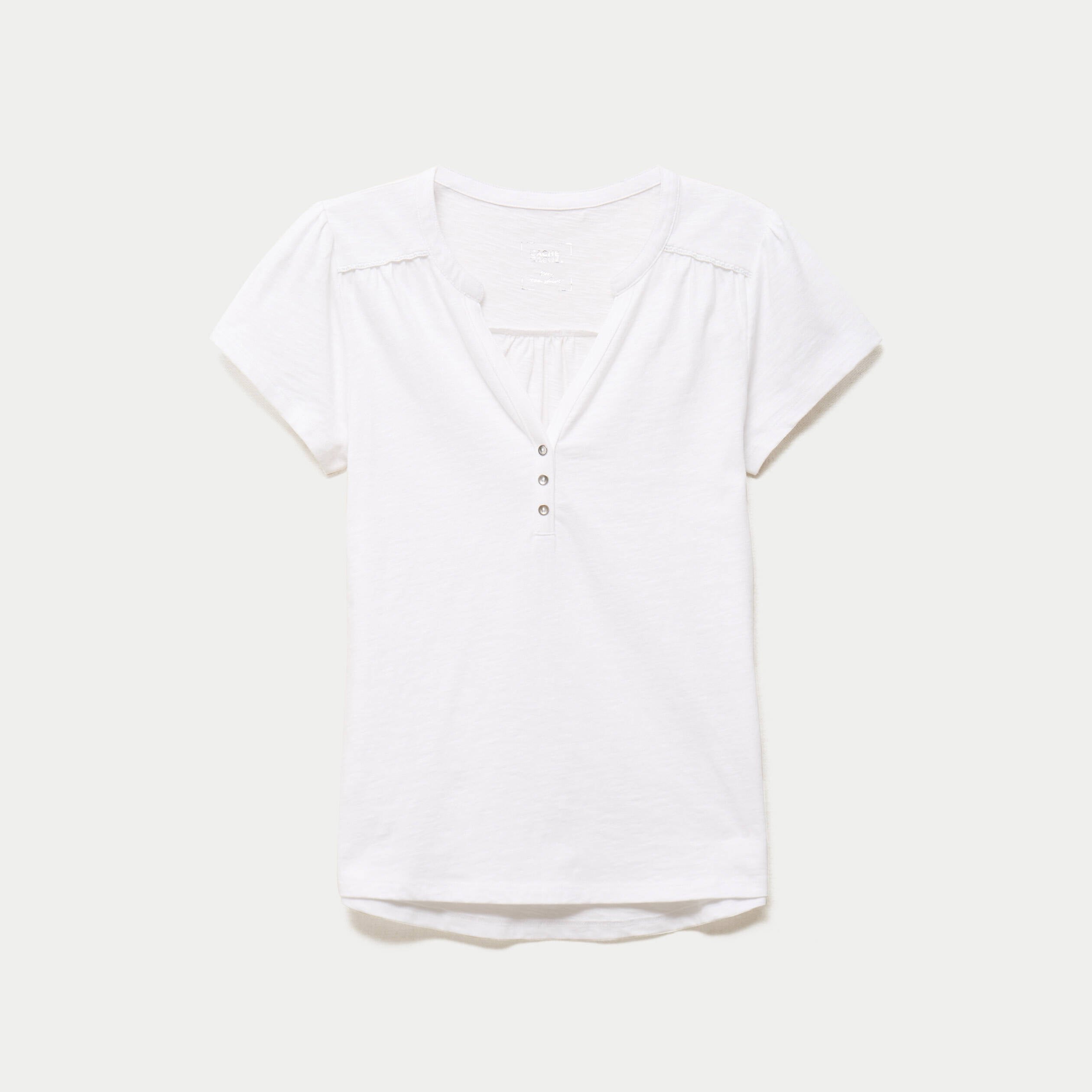T-shirt boutonn&eacute; sur le devant blanc femme